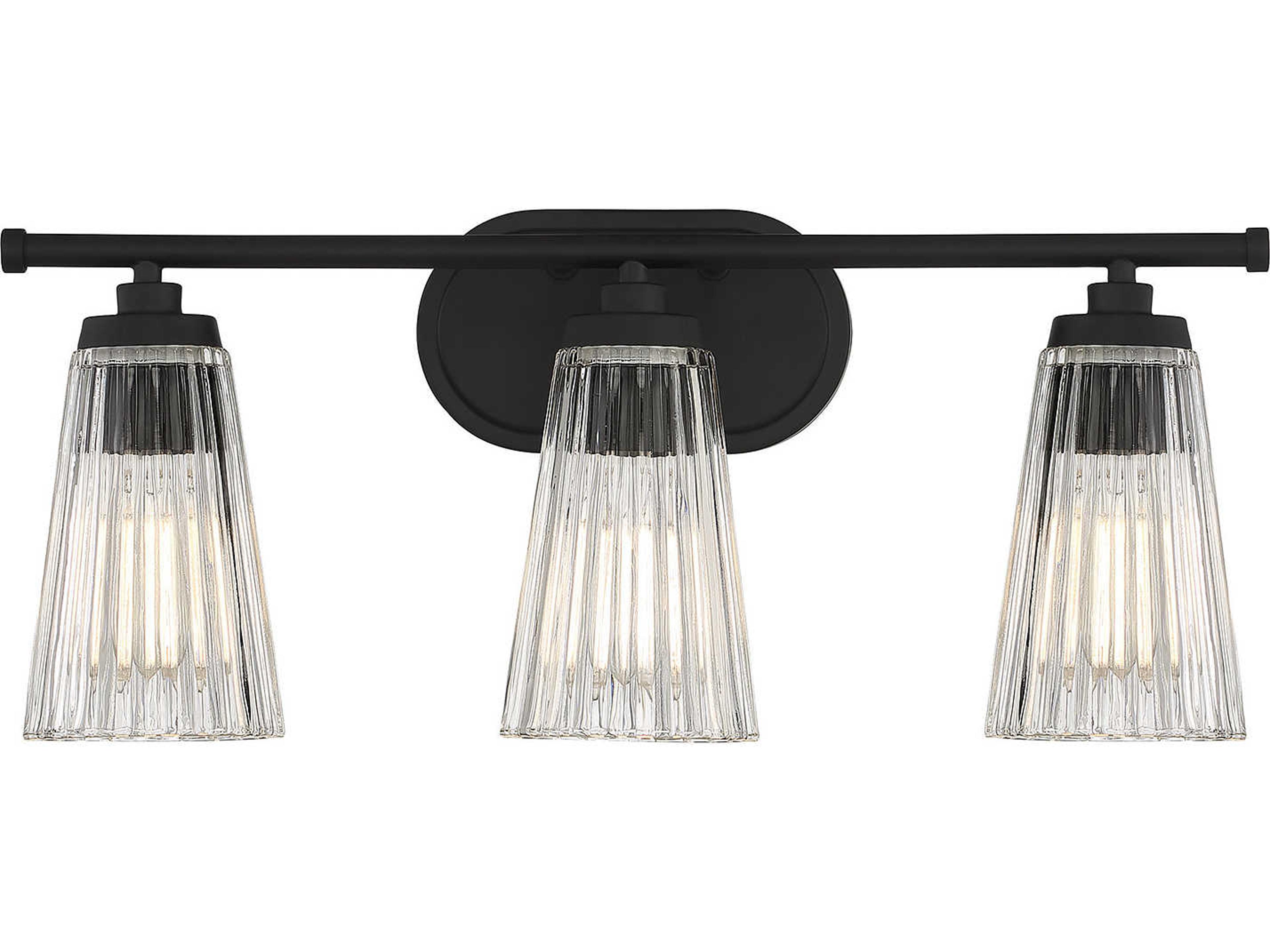Chantilly 3-Light Matte Black Glass Vanity Light