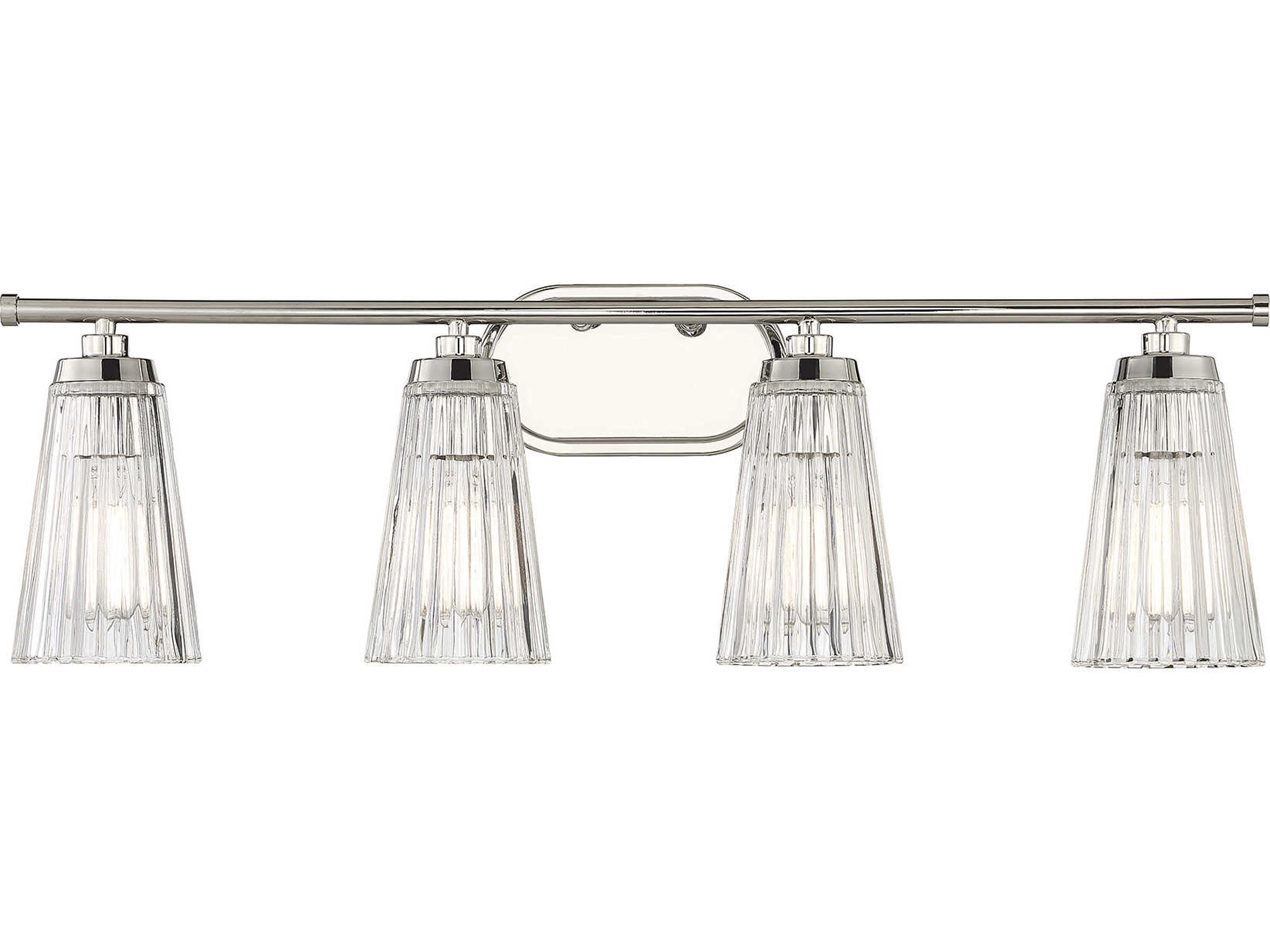 Chantilly 4-Light Polished Nickel Glass Vanity Light
