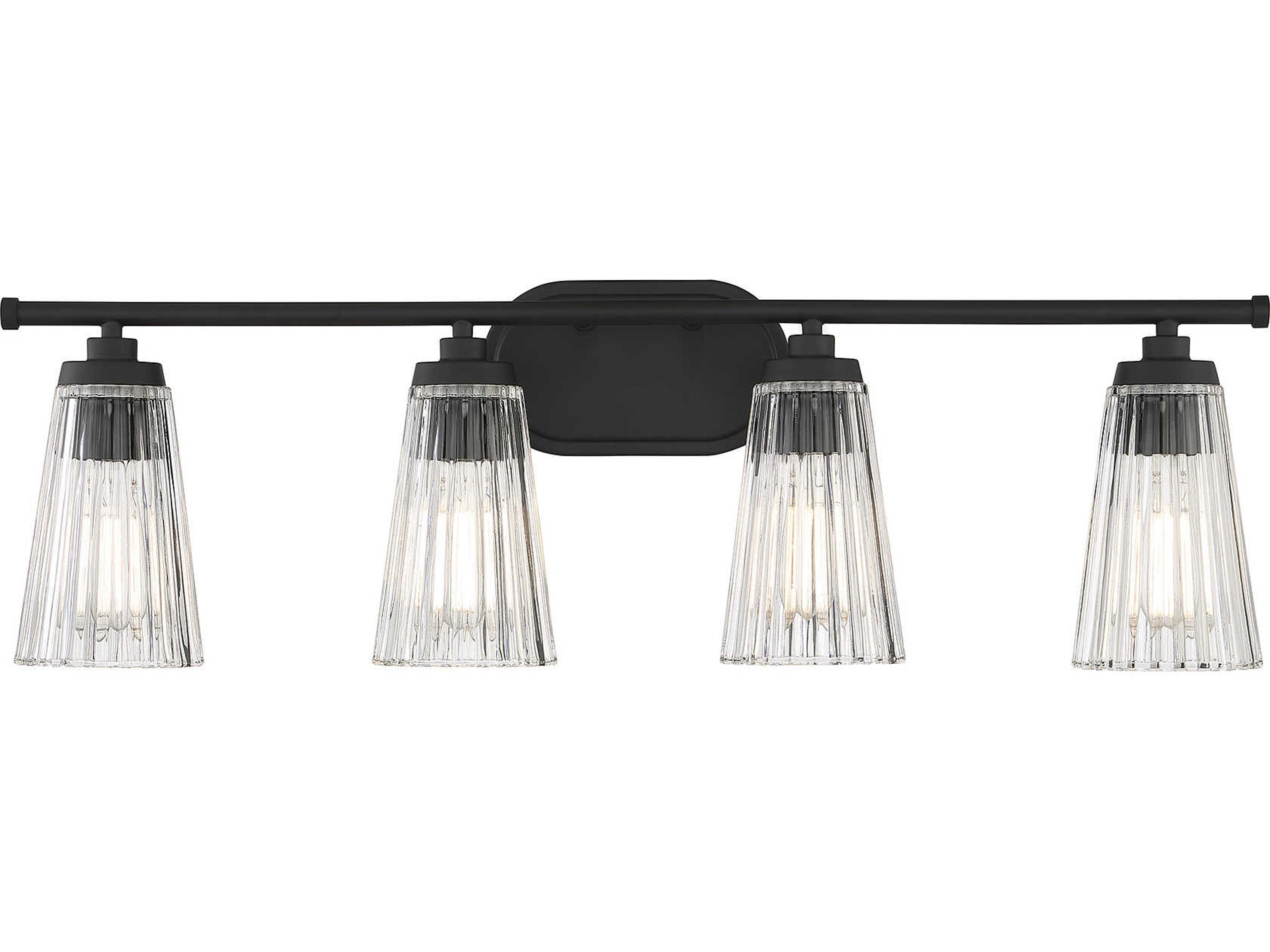 Chantilly 4-Light Matte Black Glass Vanity Light