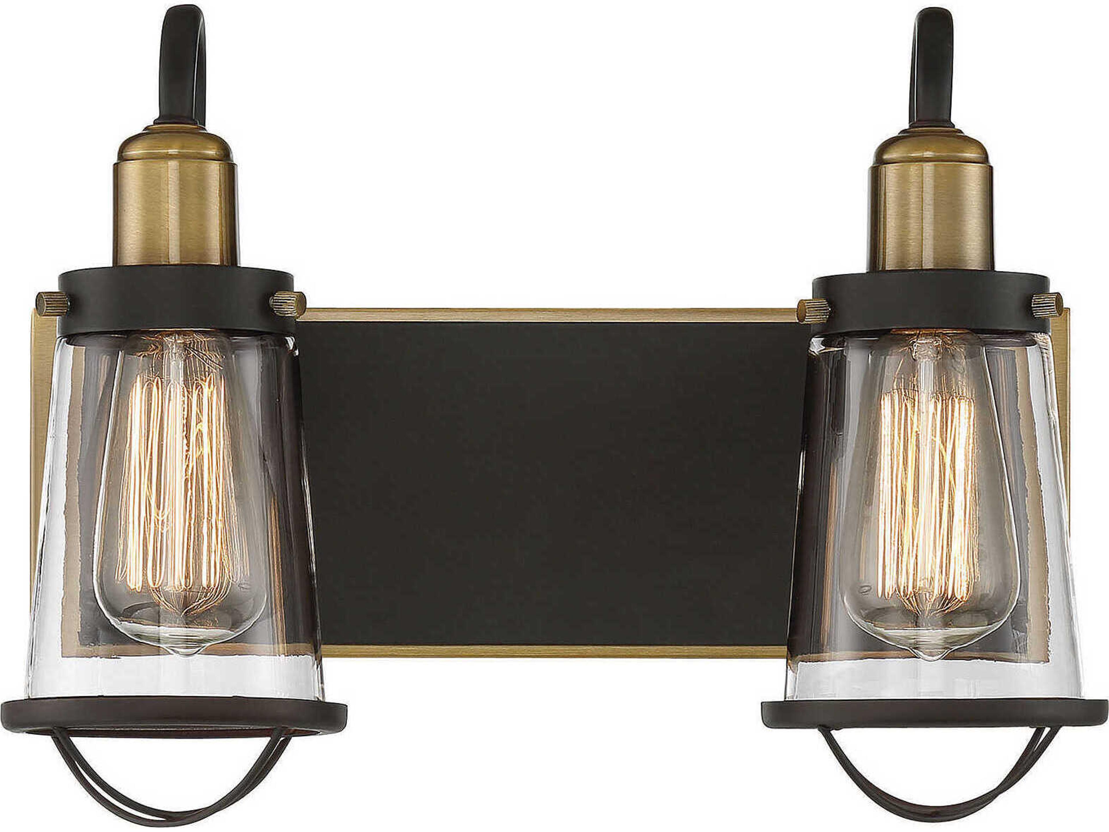 Lansing 2-Light English Bronze Warm Brass Glass Vanity Light