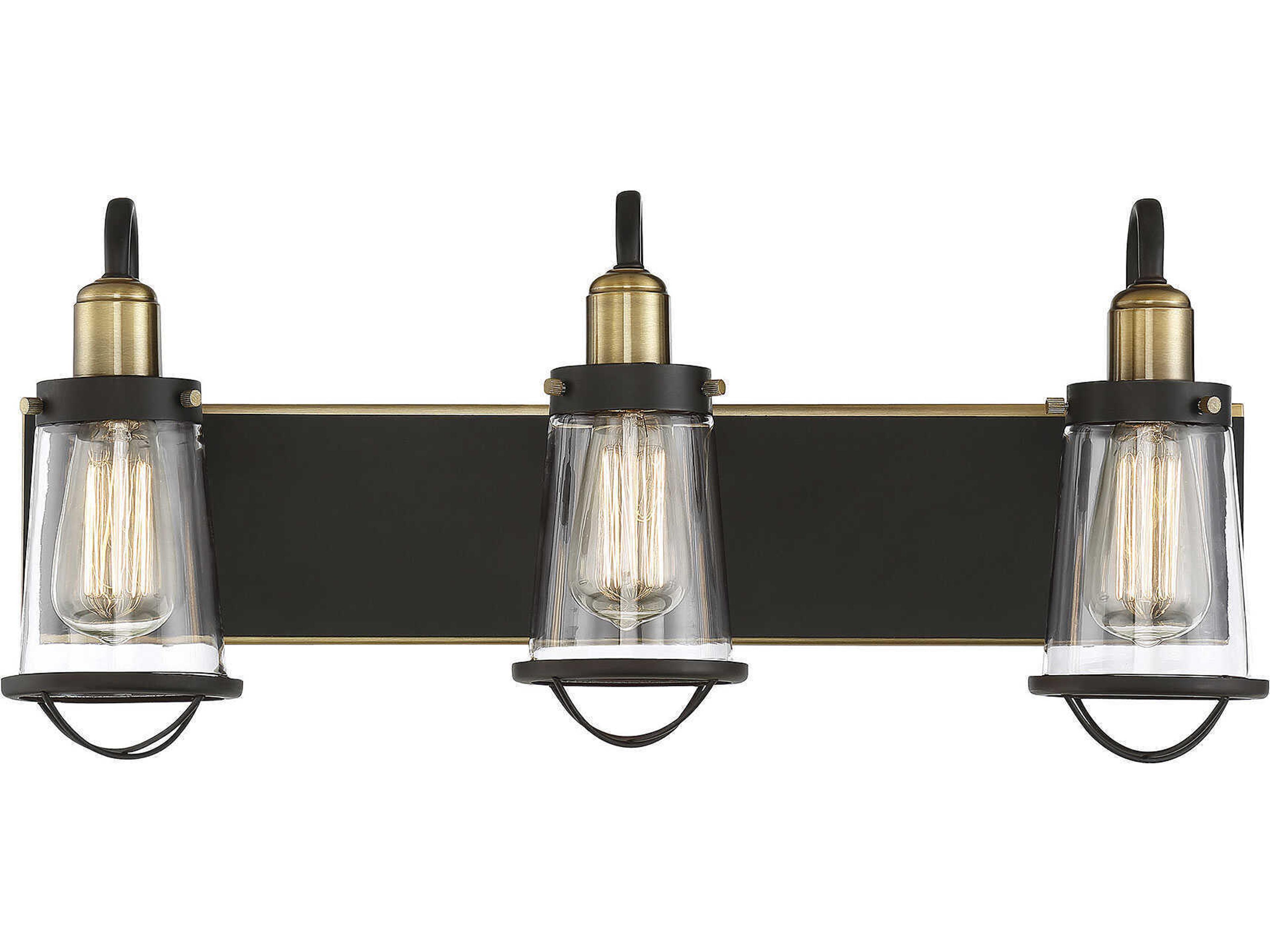Lansing 3-Light English Bronze Warm Brass Glass Vanity Light