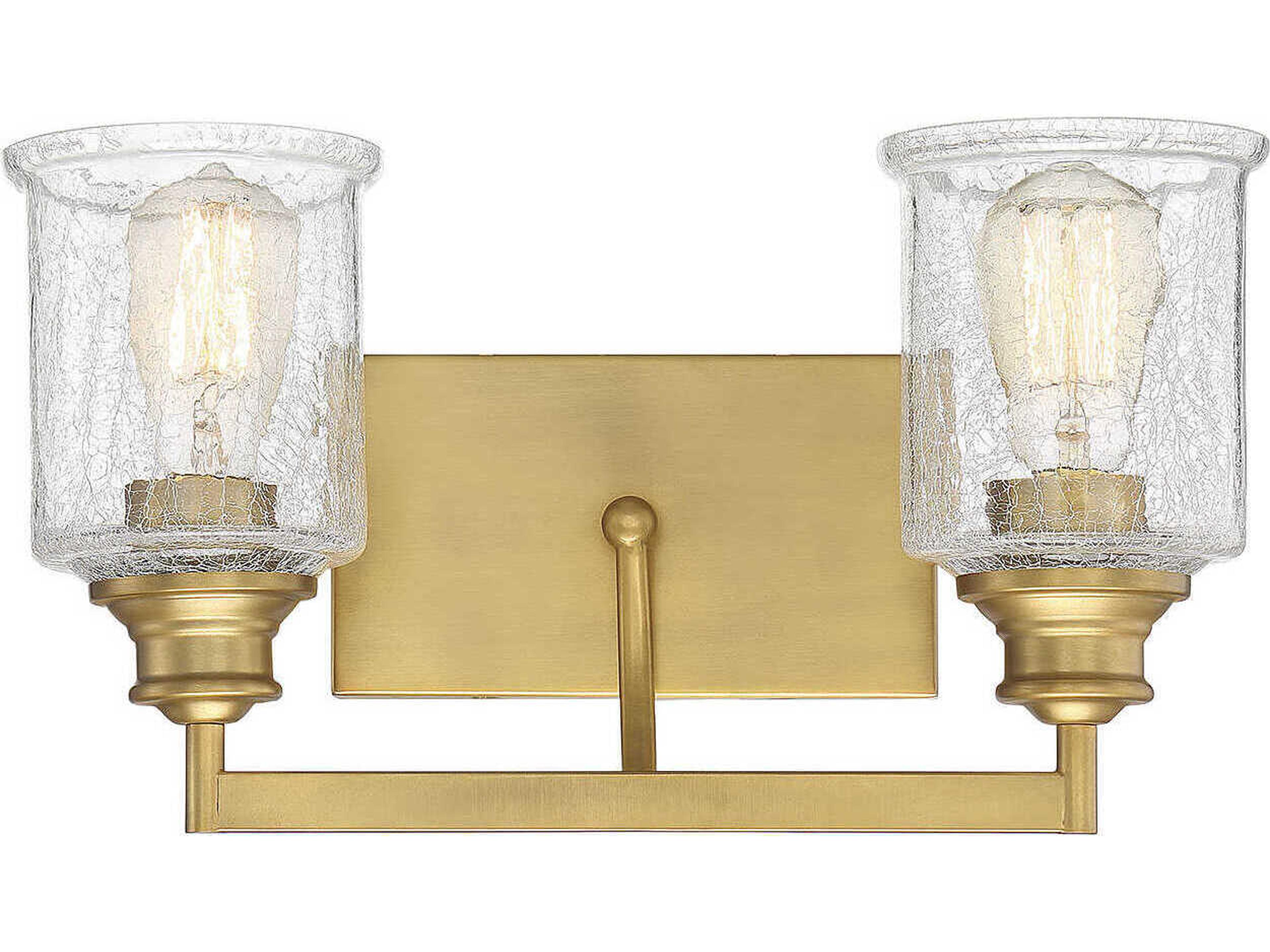 Hampton 2-Light Warm Brass Glass Vanity Light