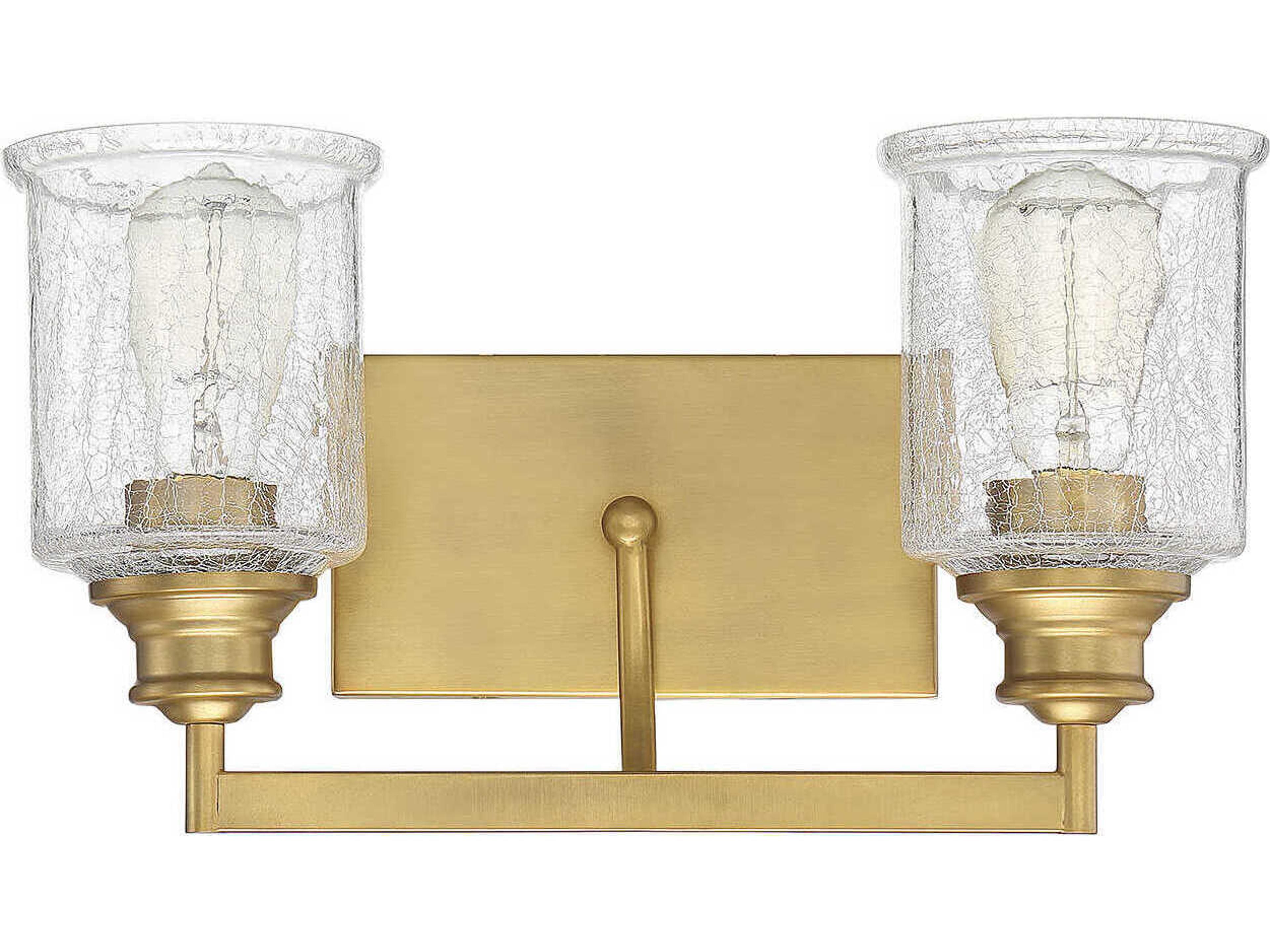 Savoy House Hampton 2-Light Warm Brass Glass Vanity Light