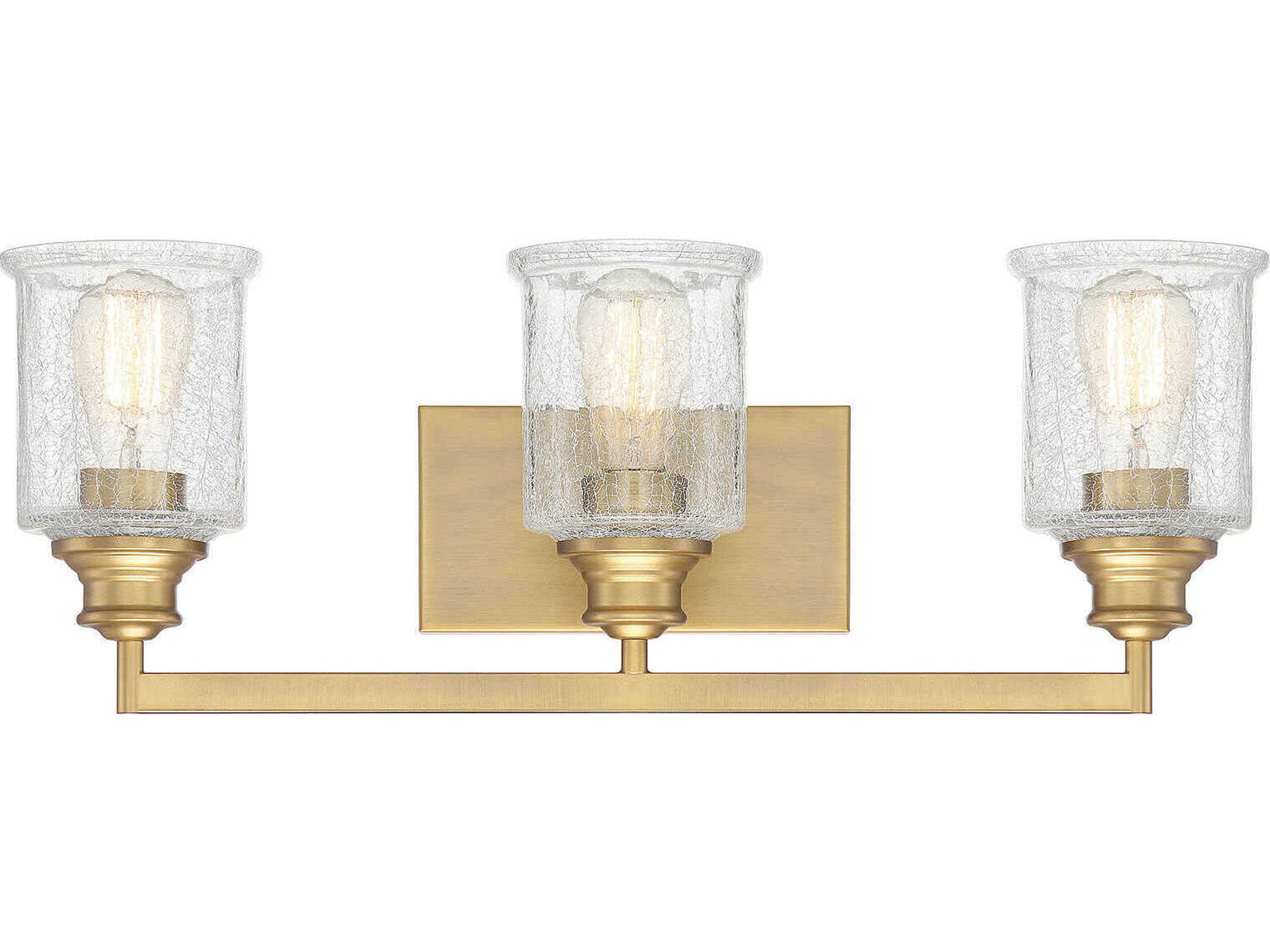 Hampton 3-Light Warm Brass Glass Vanity Light