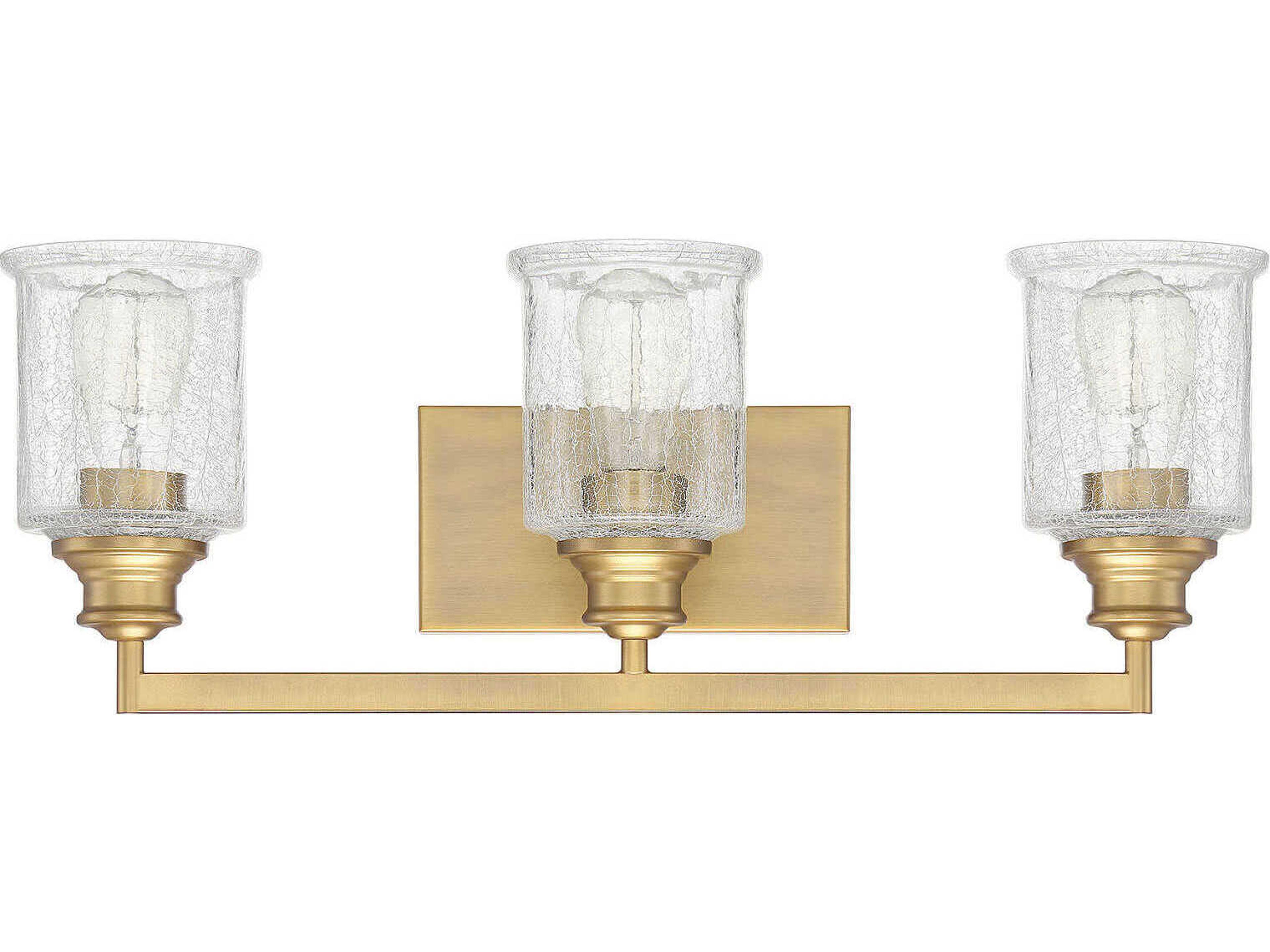 Savoy House Hampton 3-Light Warm Brass Glass Vanity Light