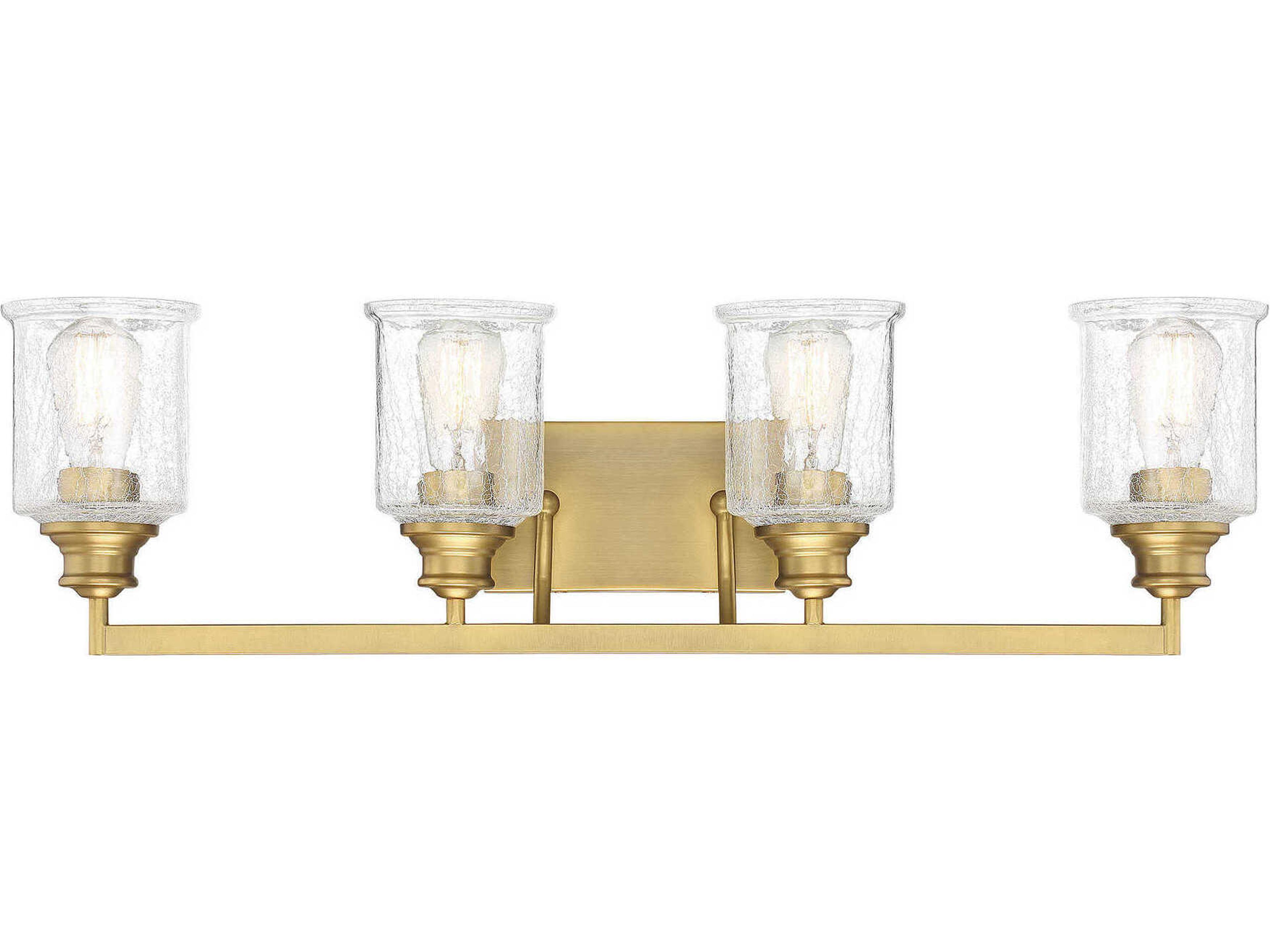 Hampton 4-Light Warm Brass Glass Vanity Light