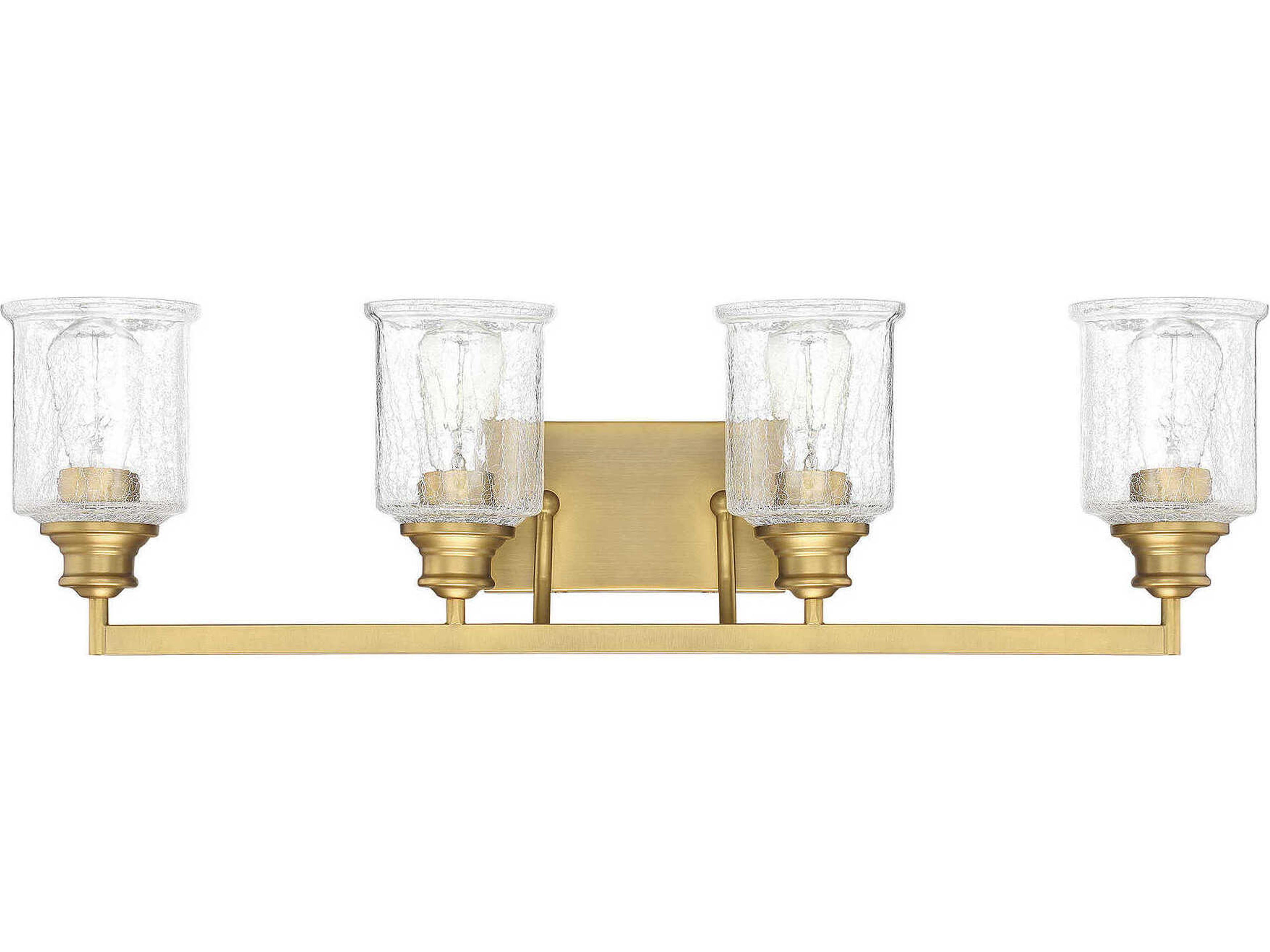 Savoy House Hampton 4-Light Warm Brass Glass Vanity Light