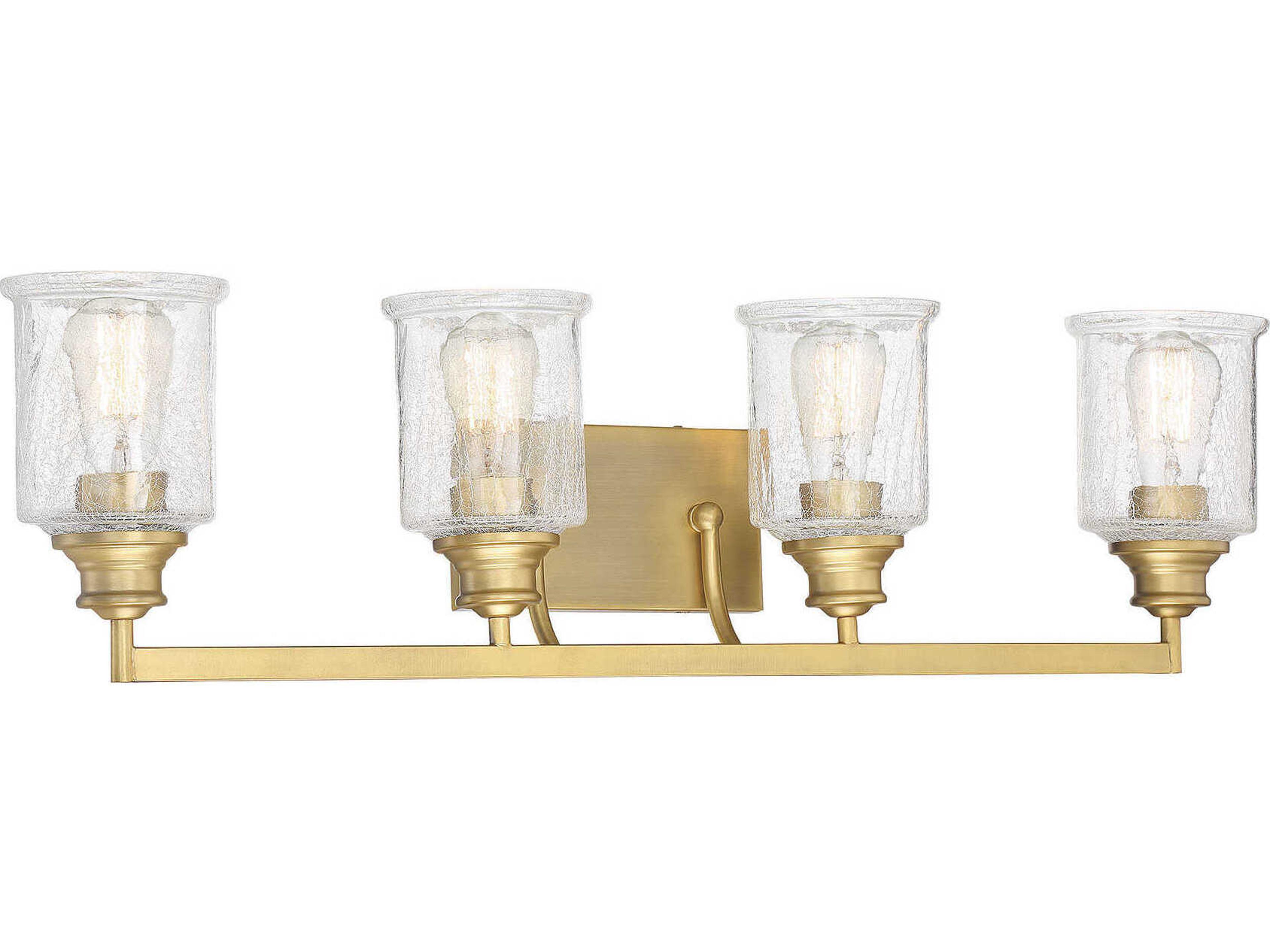 Savoy House Hampton 4-Light Warm Brass Glass Vanity Light