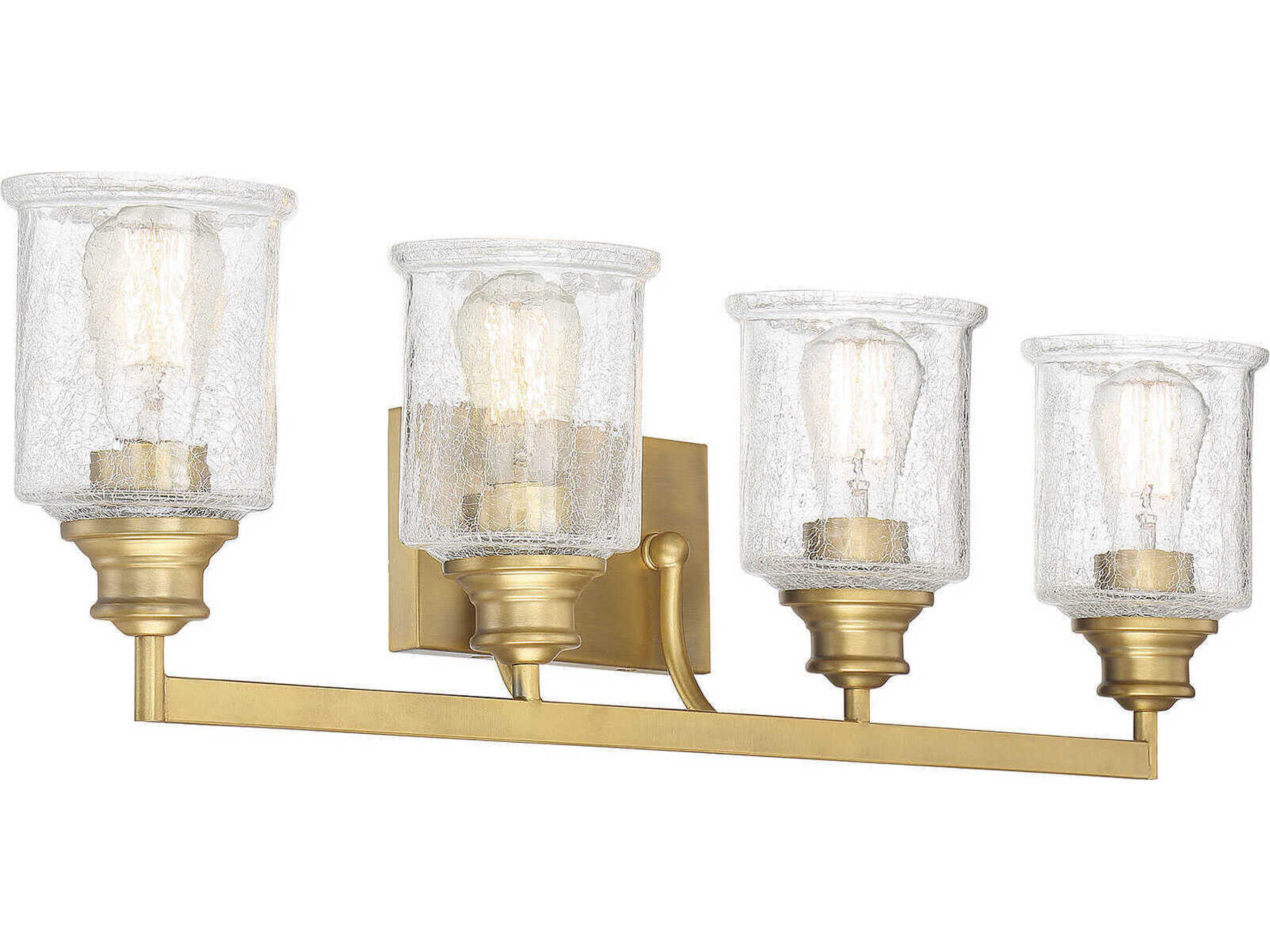 Savoy House Hampton 4-Light Warm Brass Glass Vanity Light