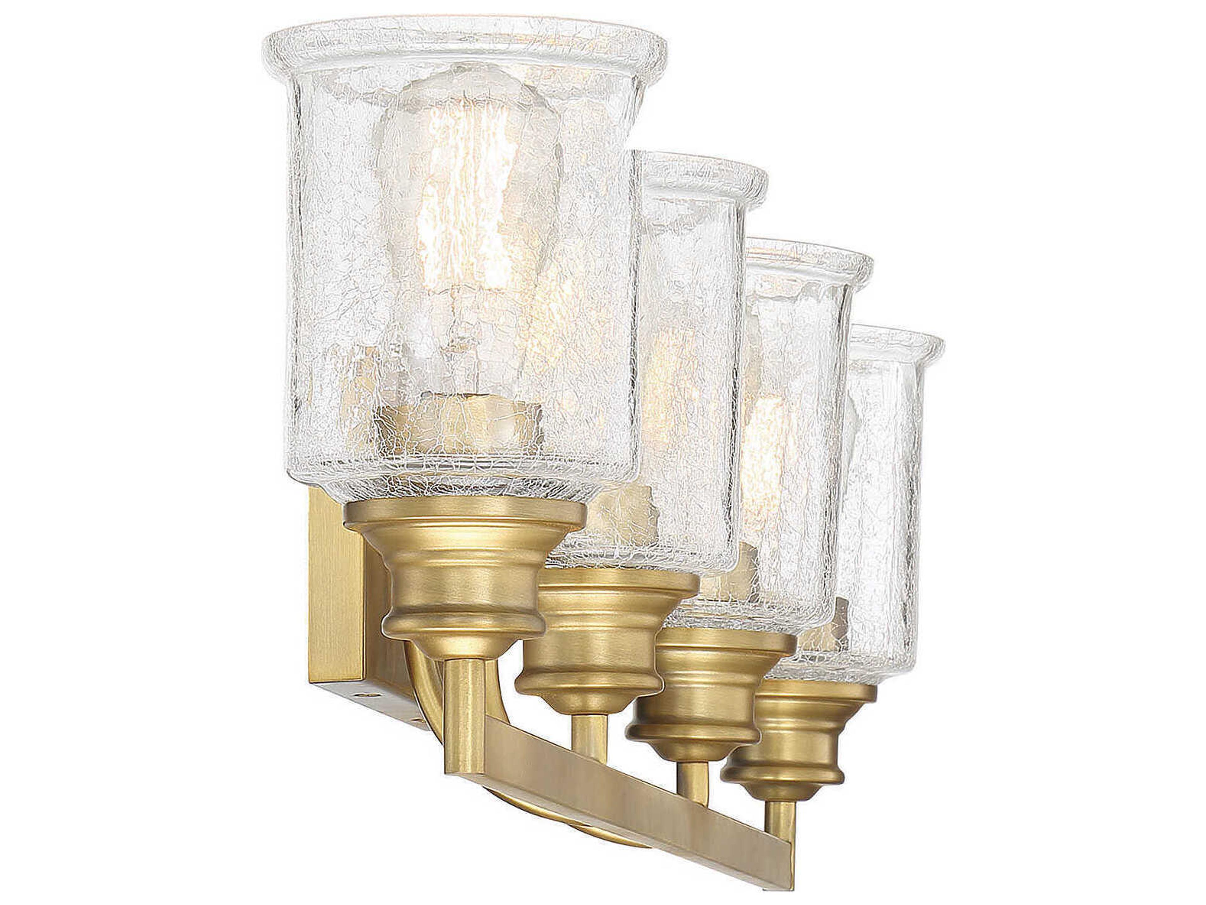 Savoy House Hampton 4-Light Warm Brass Glass Vanity Light