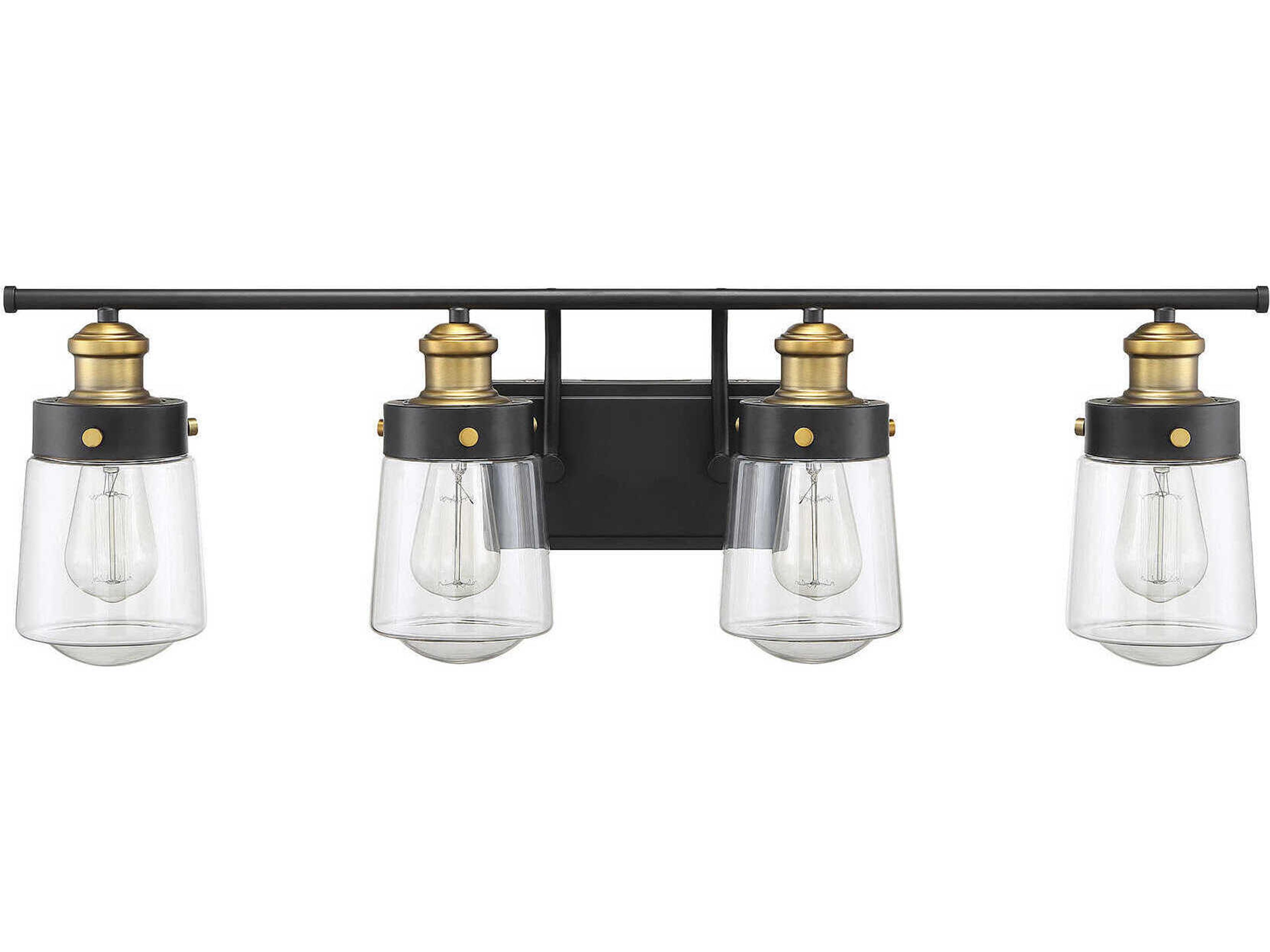 Savoy House Macauley 4-Light Vintage Black Warm Brass Glass Vanity Light