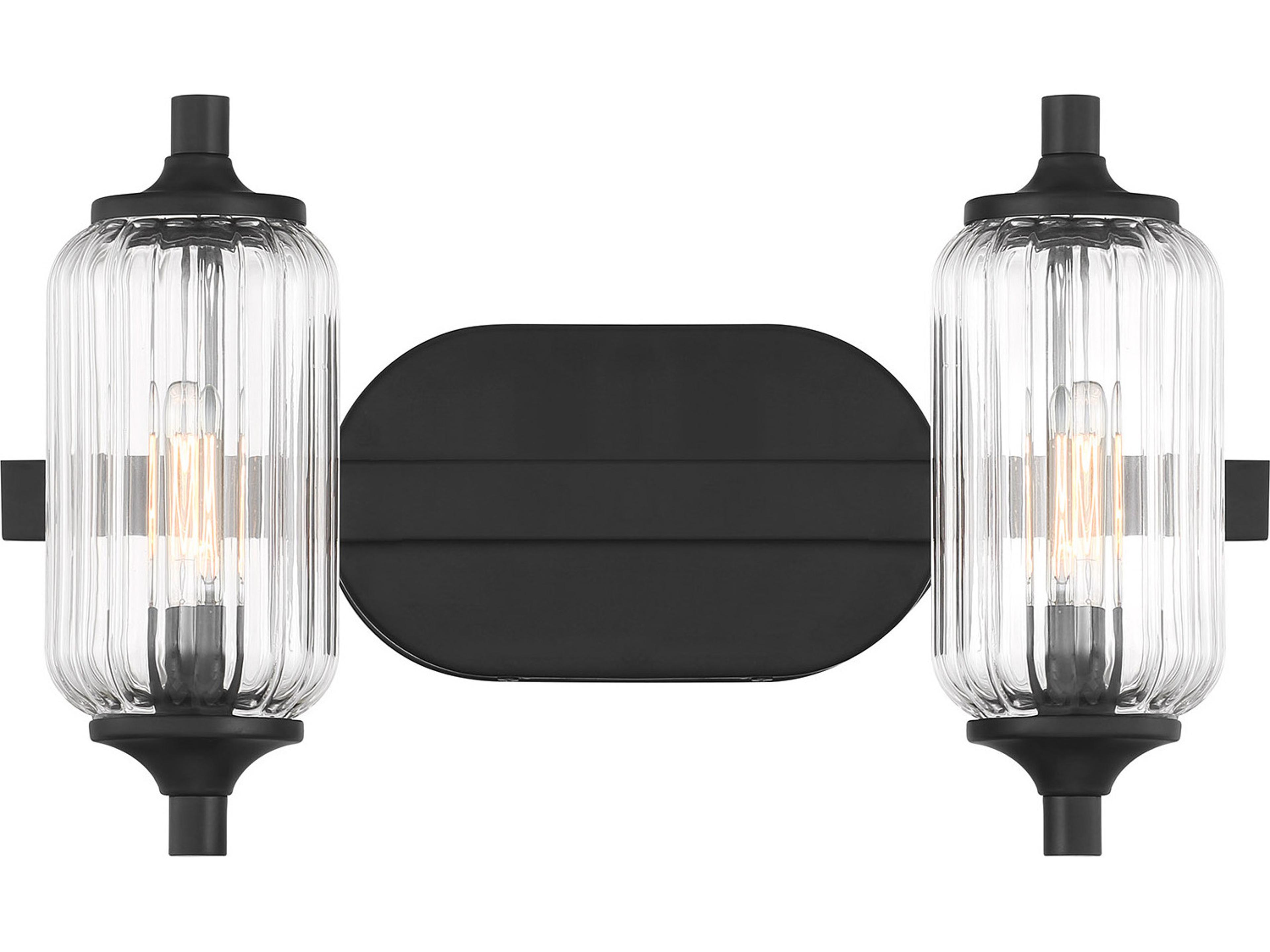 Holton 2-Light Matte Black Vanity Light