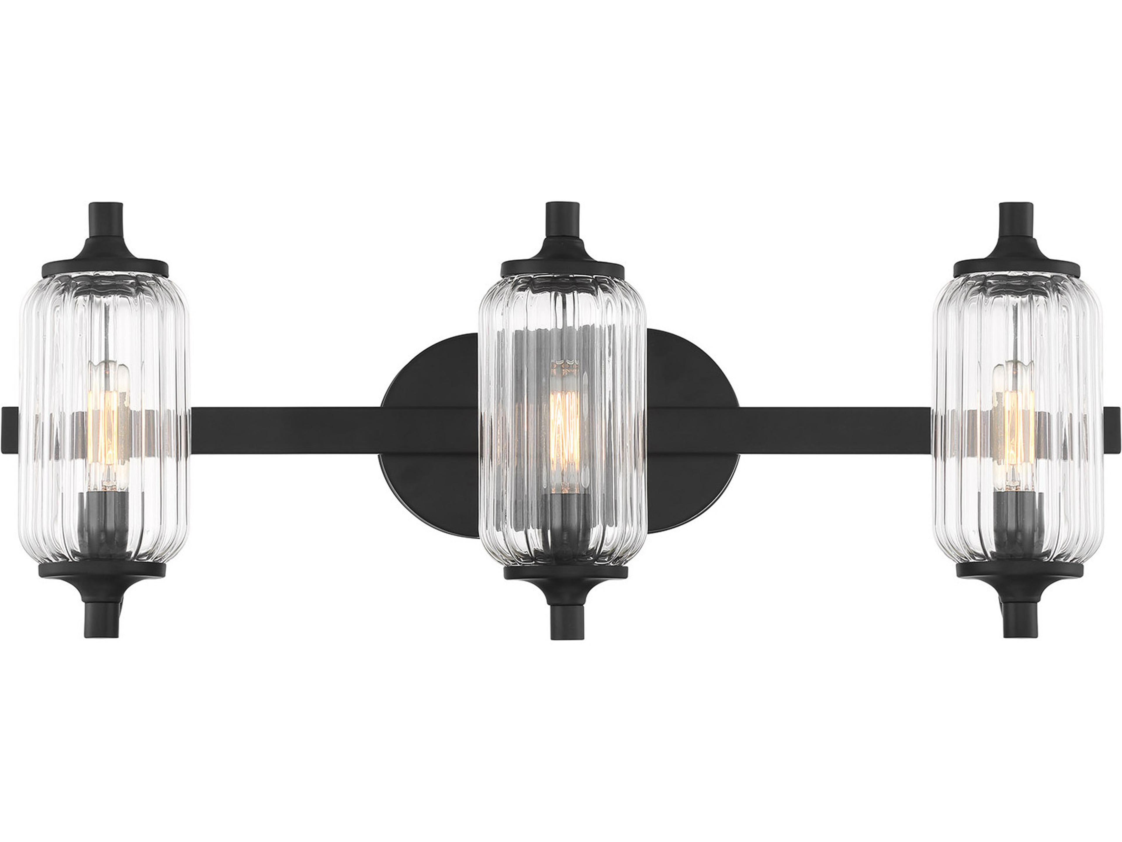 Holton 3-Light Matte Black Vanity Light