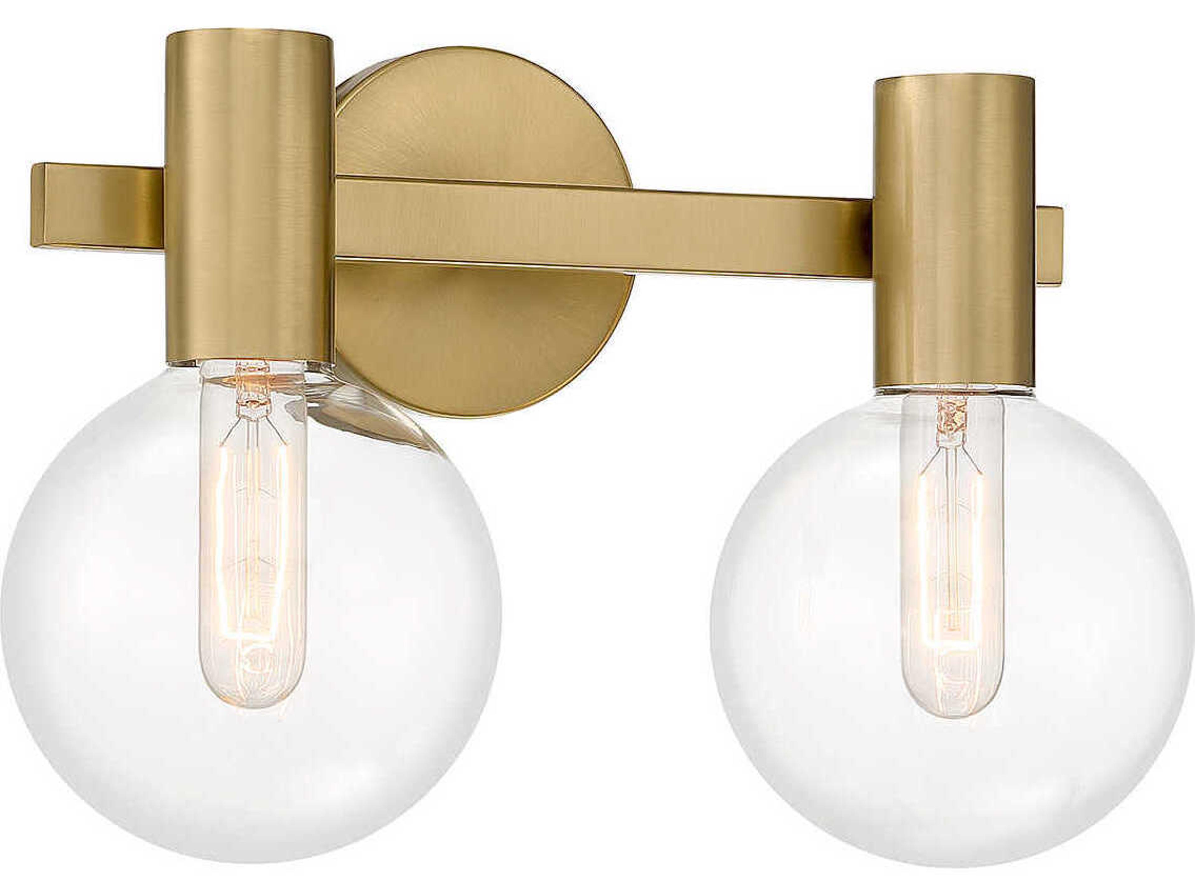 Savoy House Wright 2-Light Warm Brass Glass Vanity Light