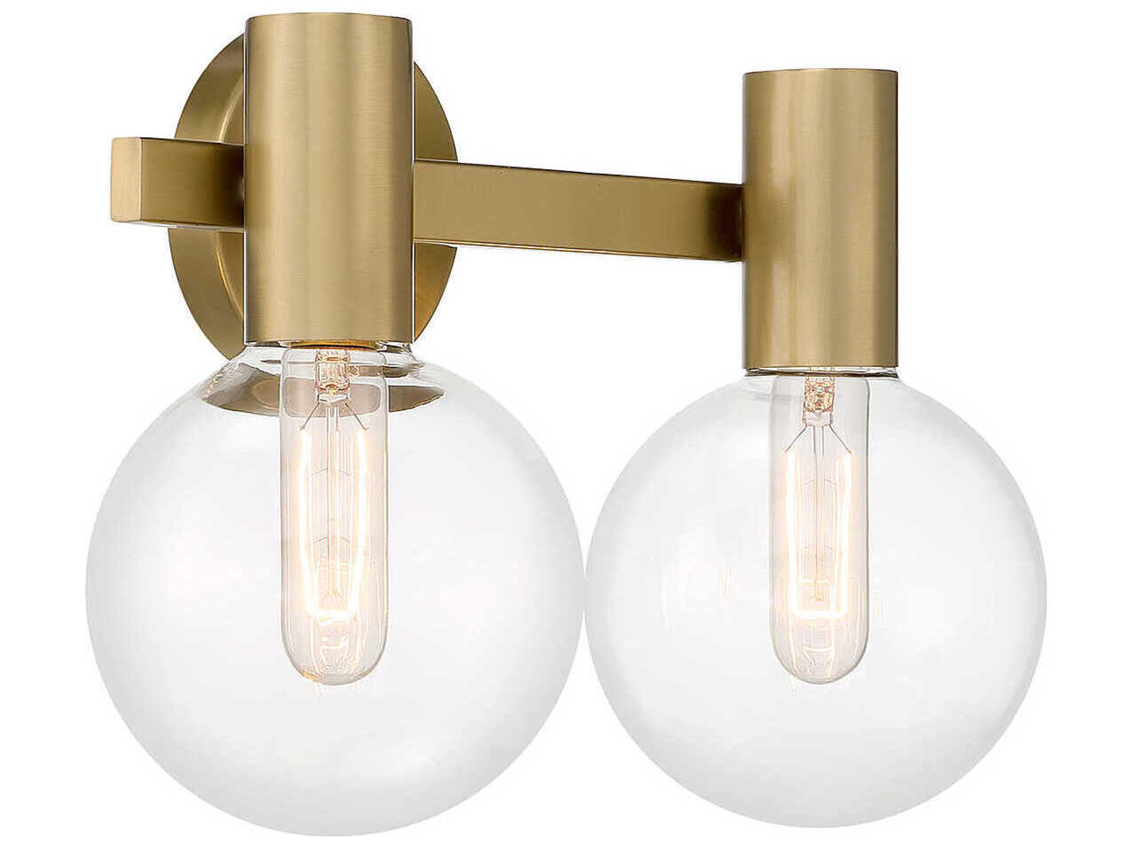 Savoy House Wright 2-Light Warm Brass Glass Vanity Light