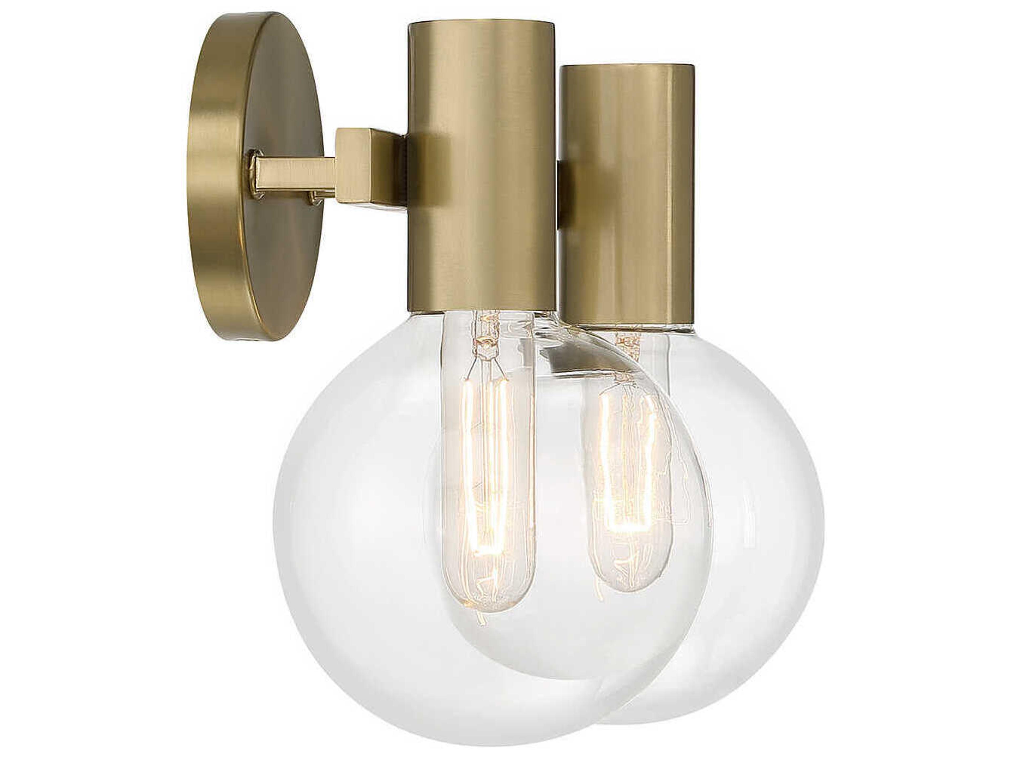 Savoy House Wright 2-Light Warm Brass Glass Vanity Light