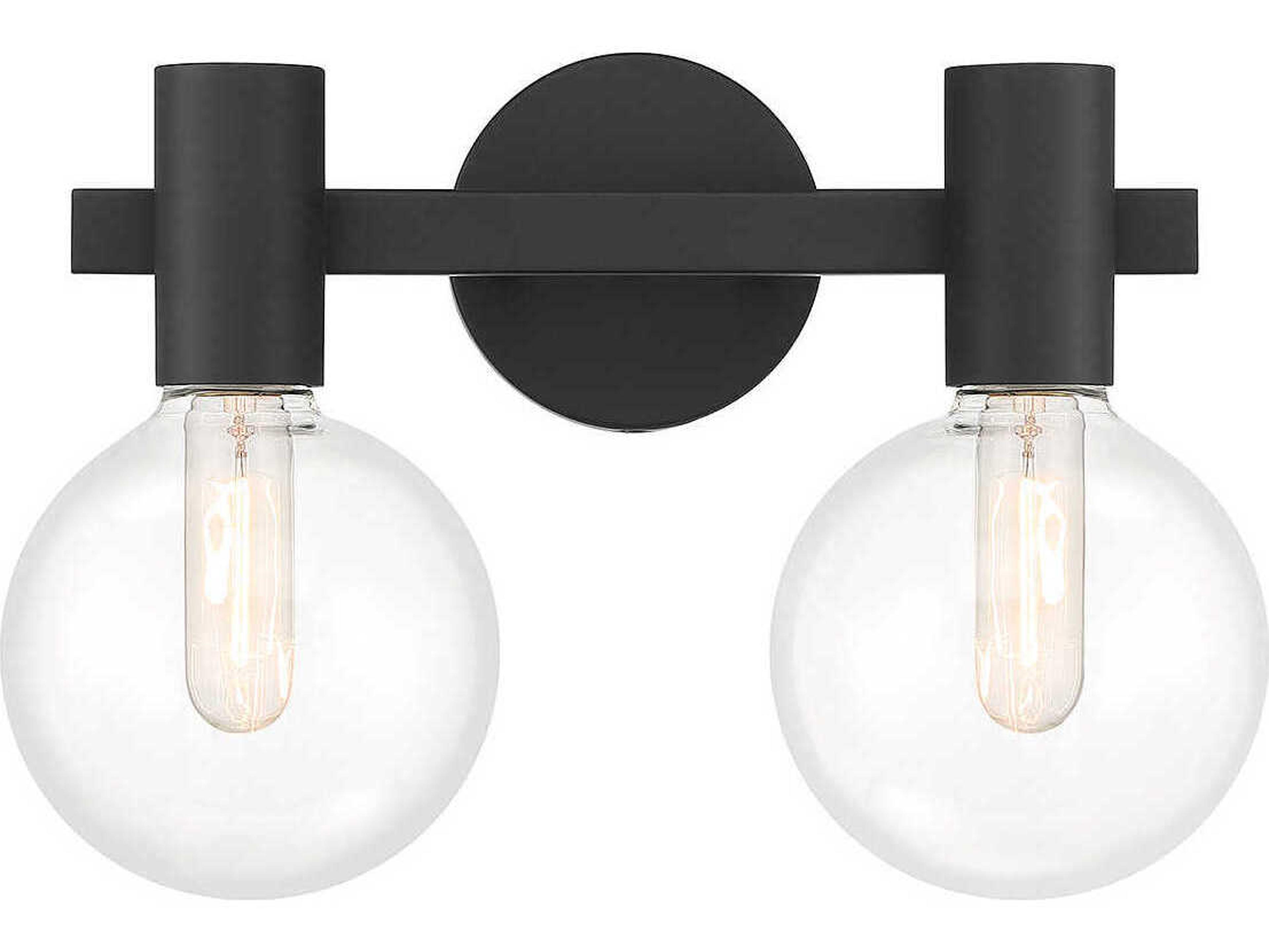 Wright 2-Light Matte Black Glass Vanity Light