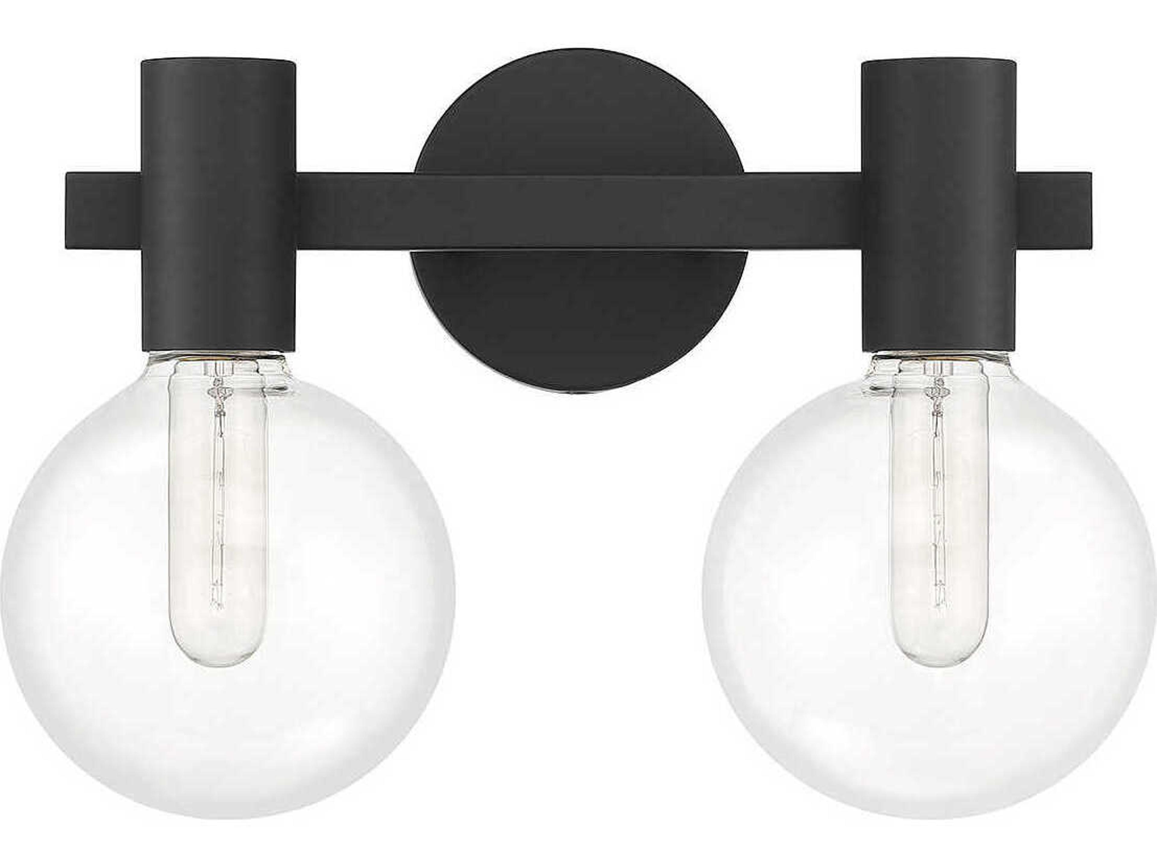 Savoy House Wright 2-Light Matte Black Glass Vanity Light