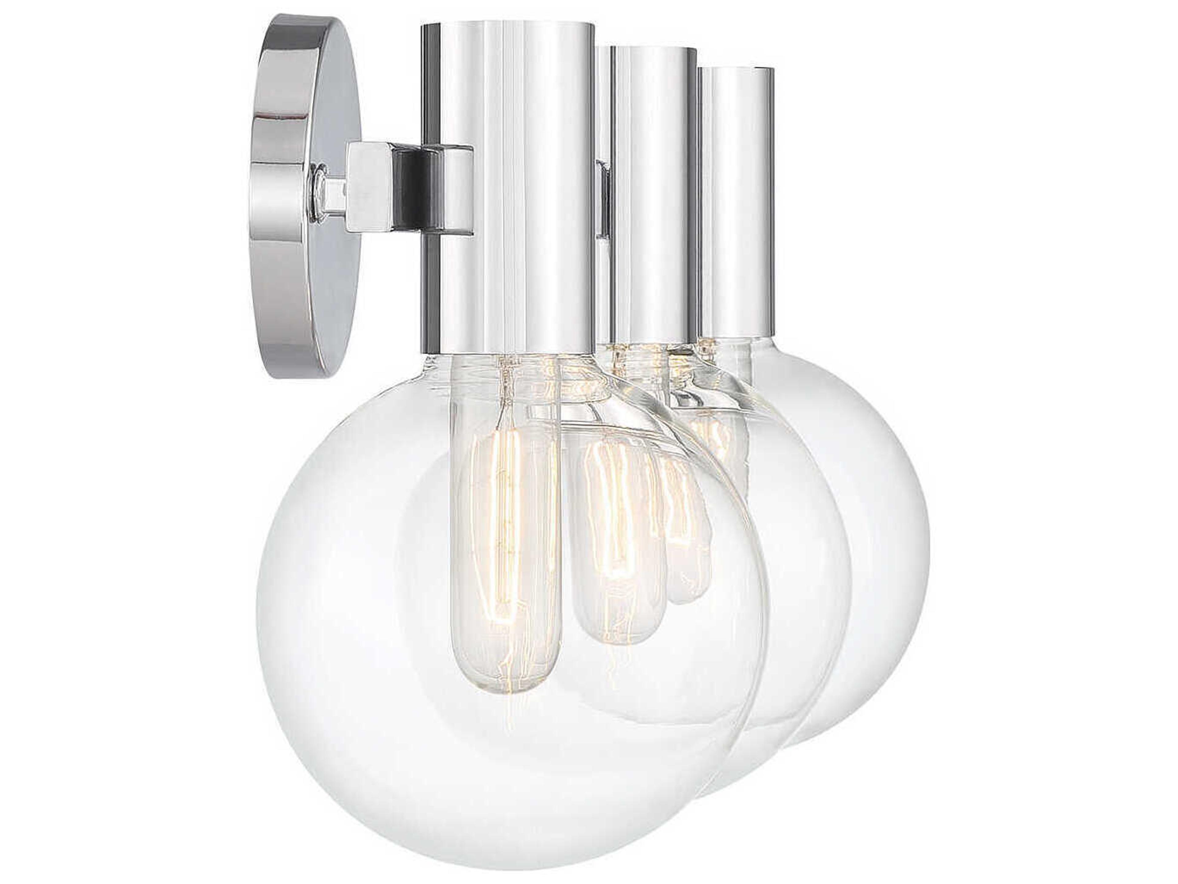Savoy House Wright 3-Light Chrome Glass Vanity Light