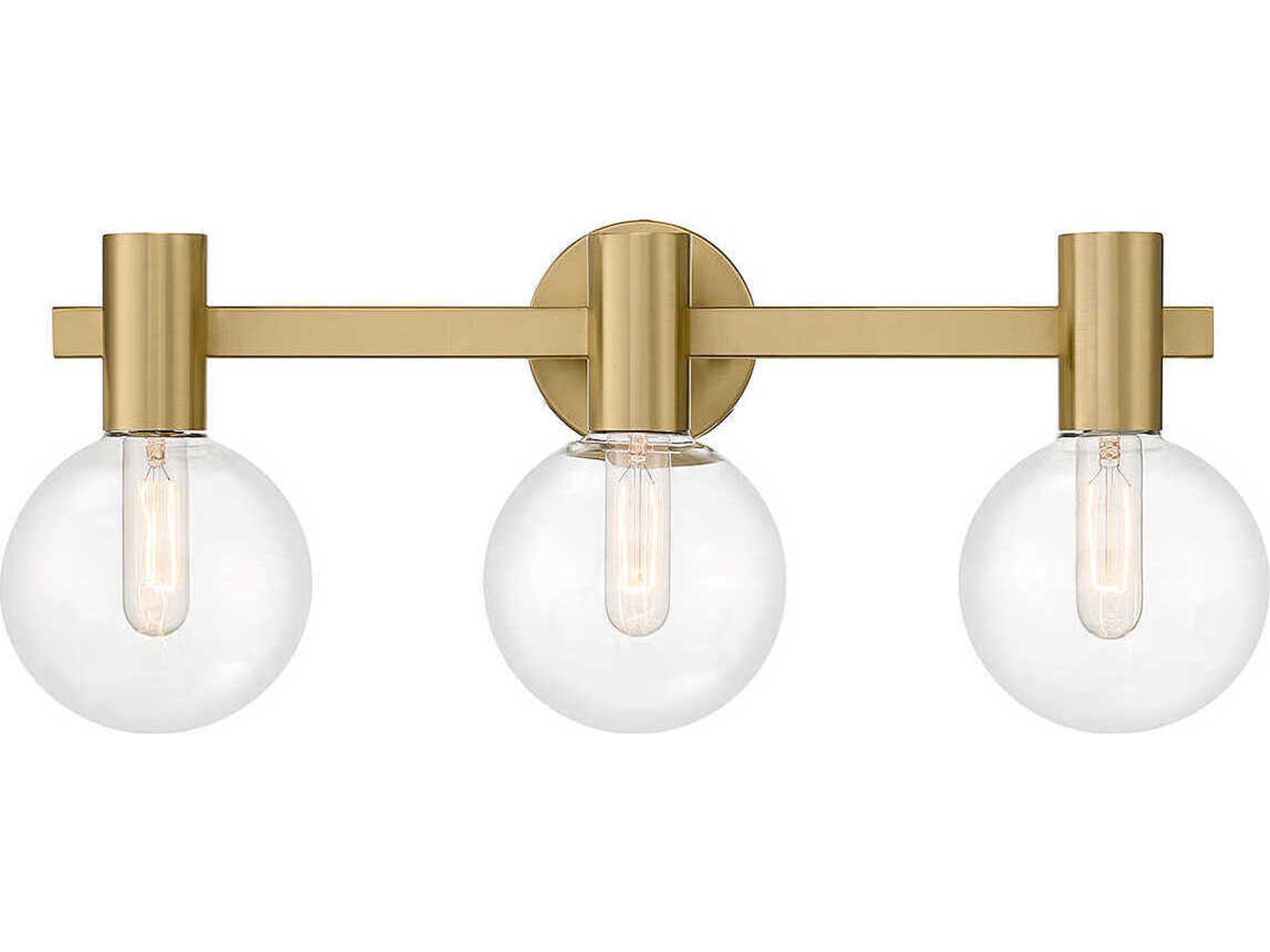 Wright 3-Light Warm Brass Glass Vanity Light