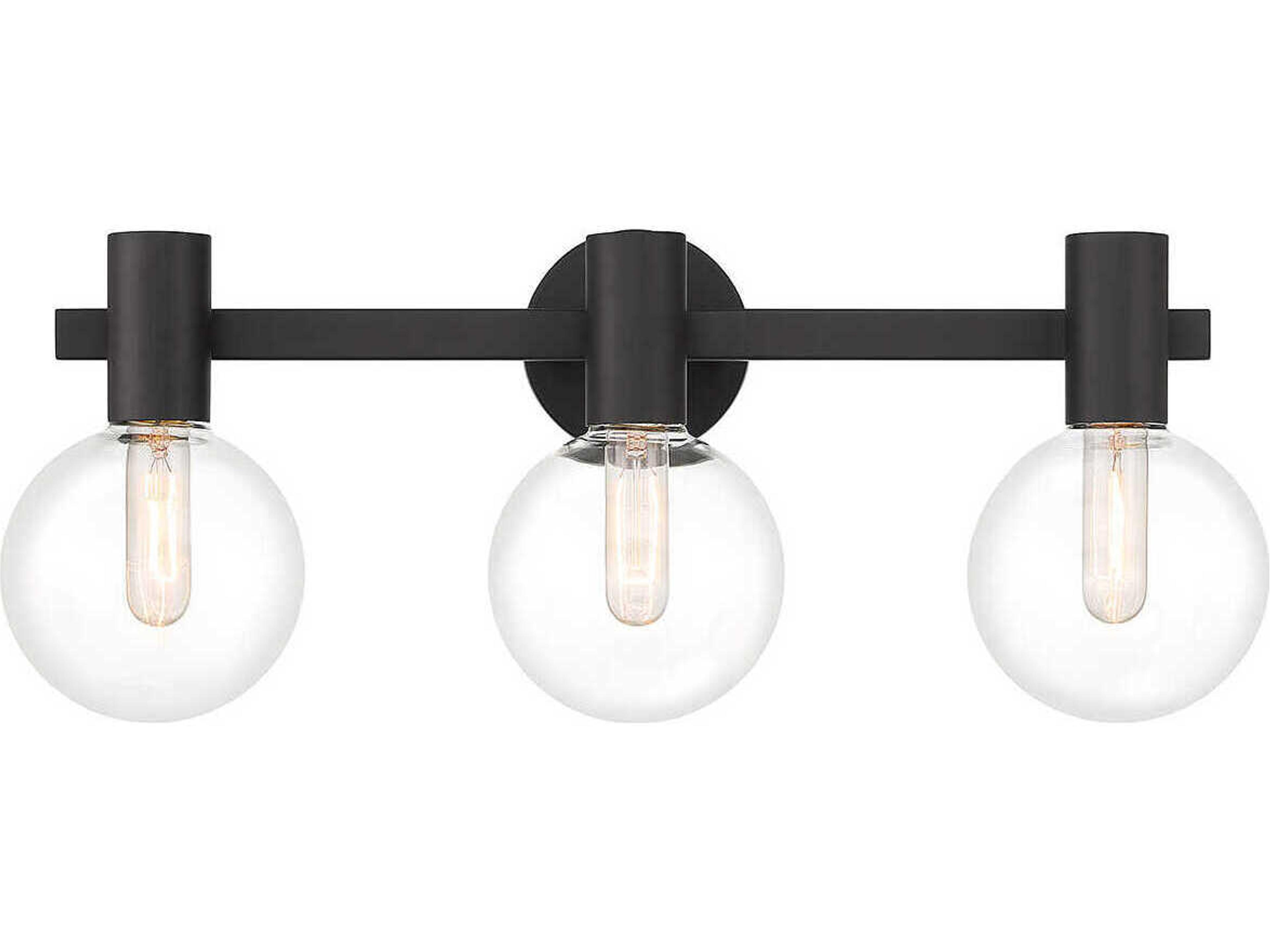 Wright 3-Light Matte Black Glass Vanity Light