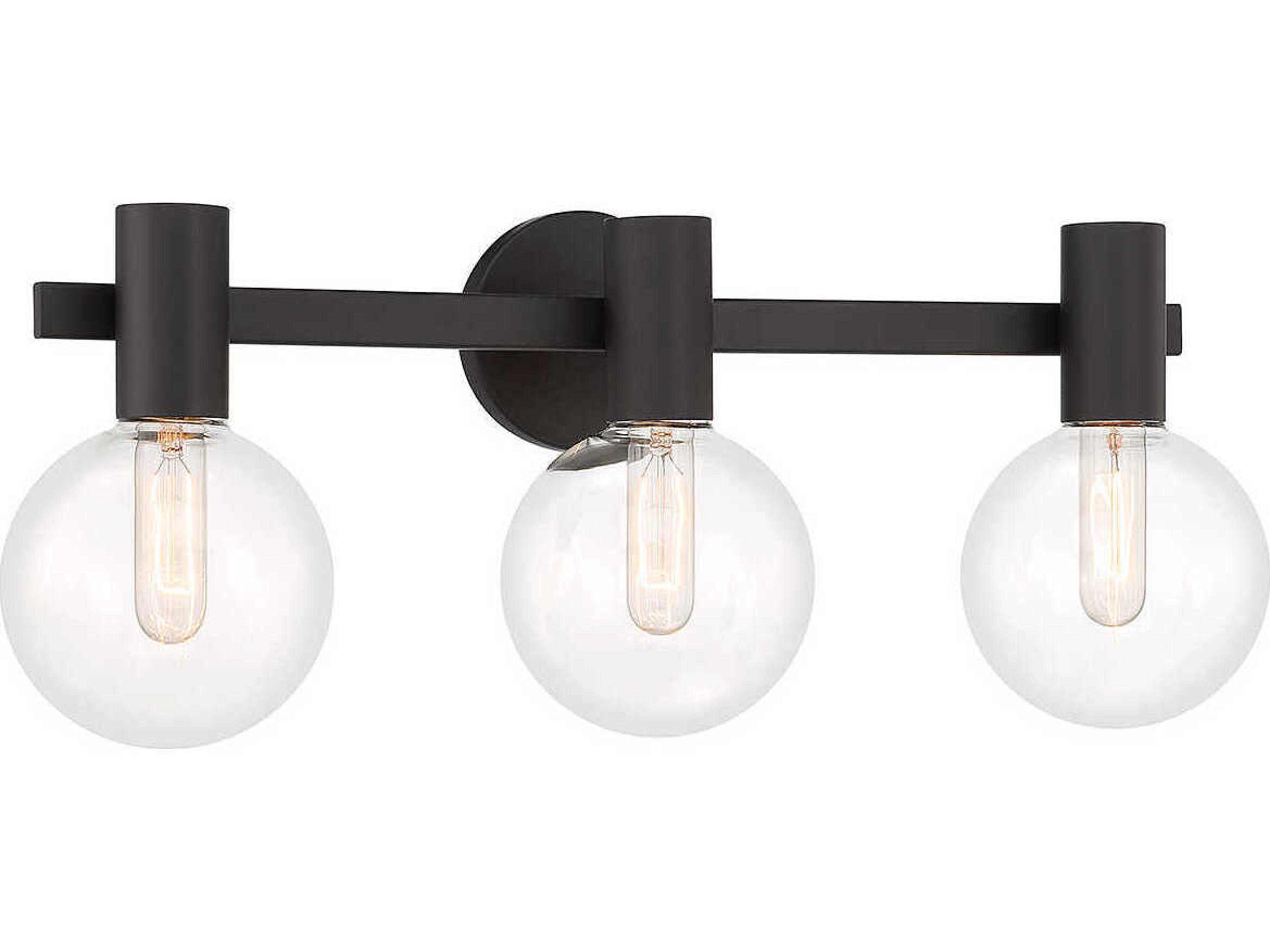 Savoy House Wright 3-Light Matte Black Glass Vanity Light