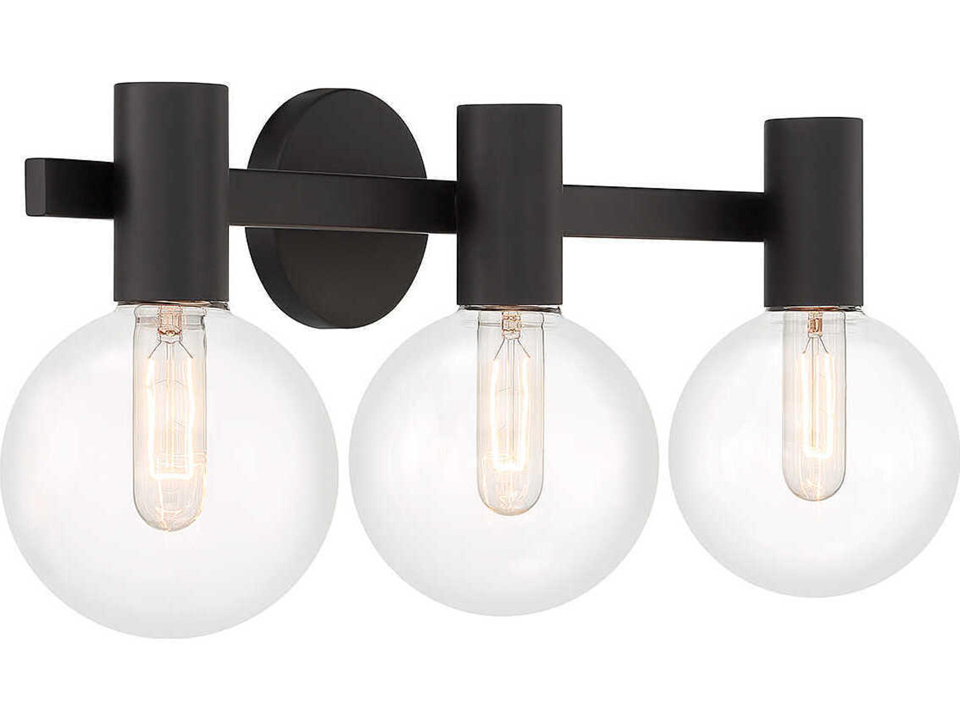 Savoy House Wright 3-Light Matte Black Glass Vanity Light