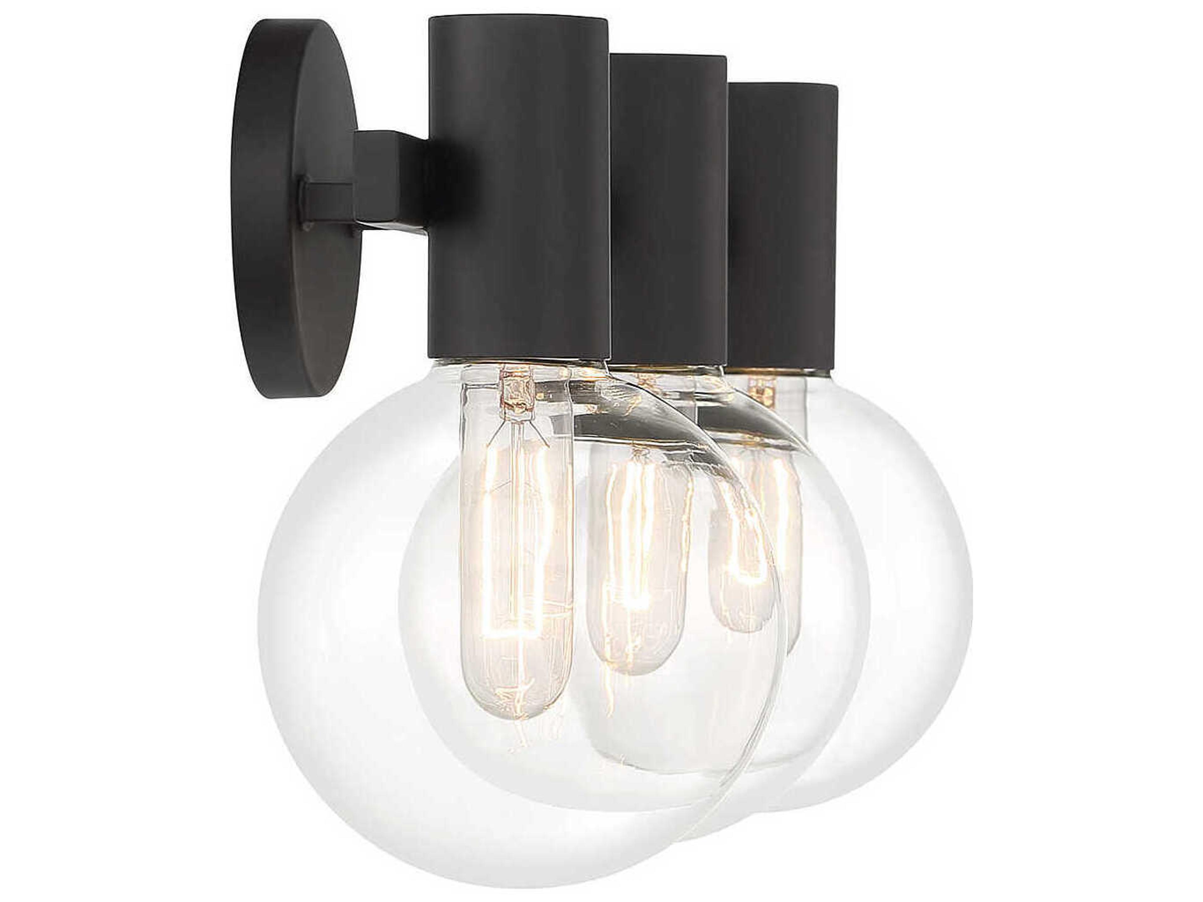 Savoy House Wright 3-Light Matte Black Glass Vanity Light