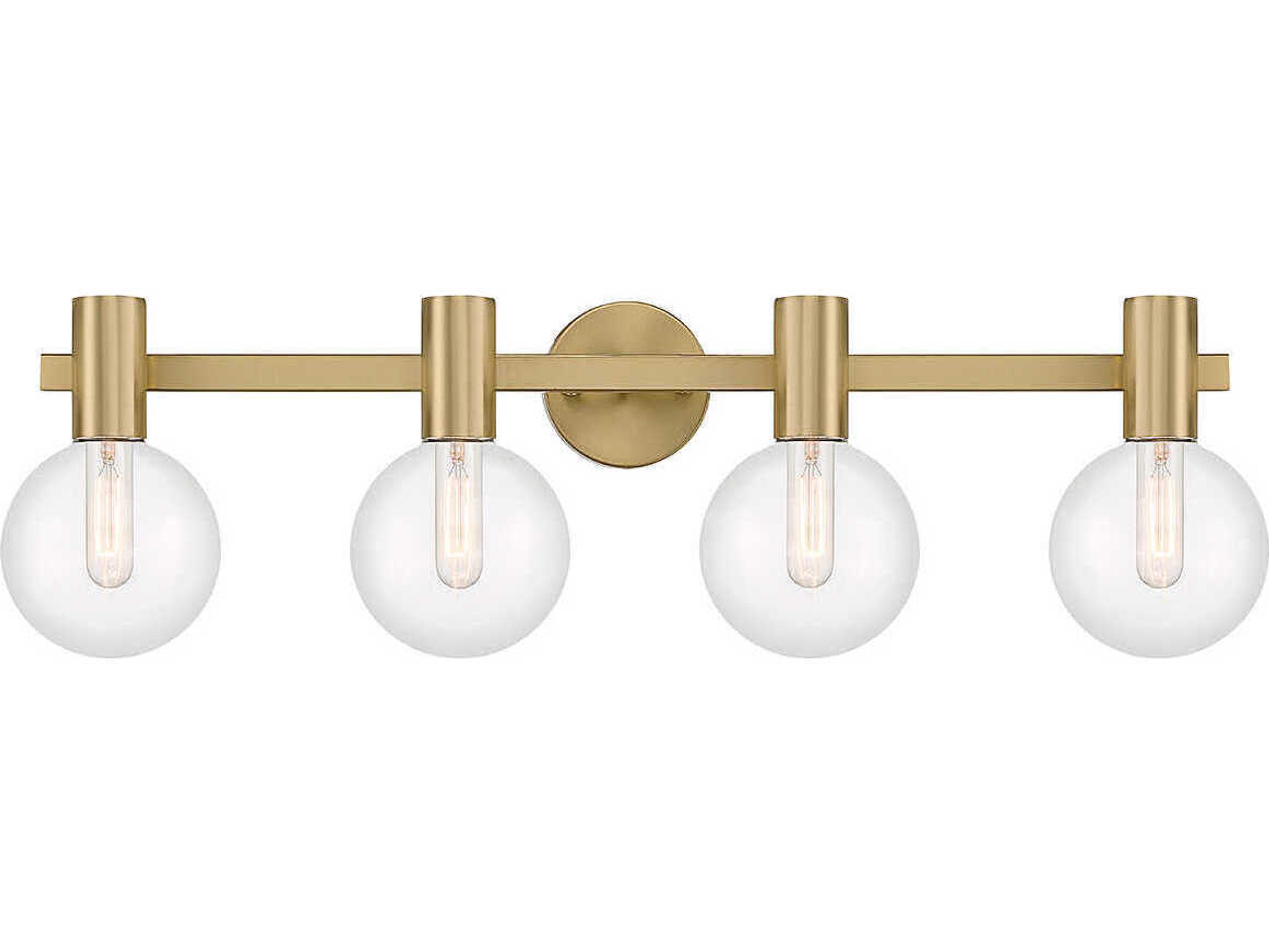 Wright 4-Light Warm Brass Glass Vanity Light