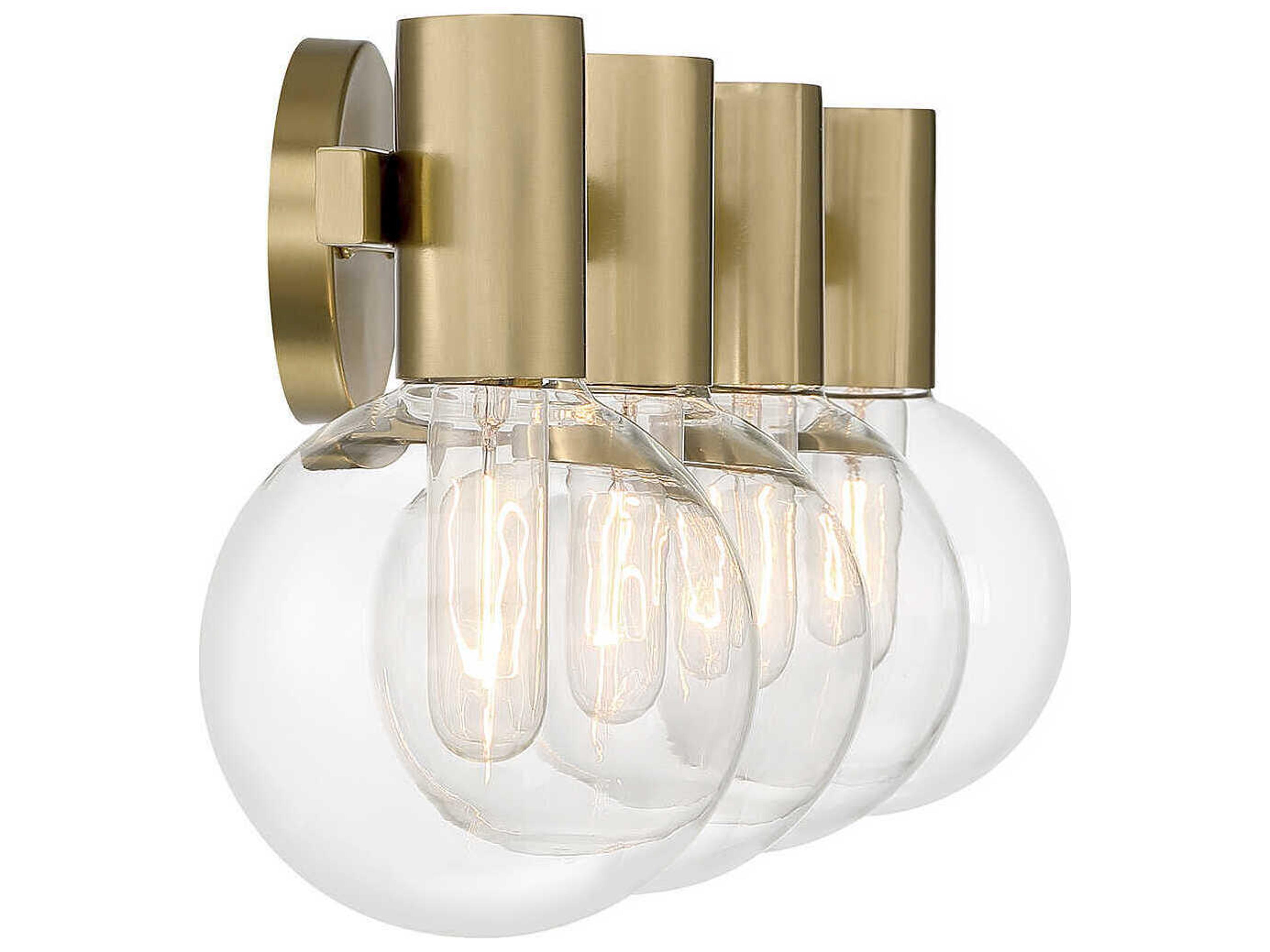 Savoy House Wright 4-Light Warm Brass Glass Vanity Light