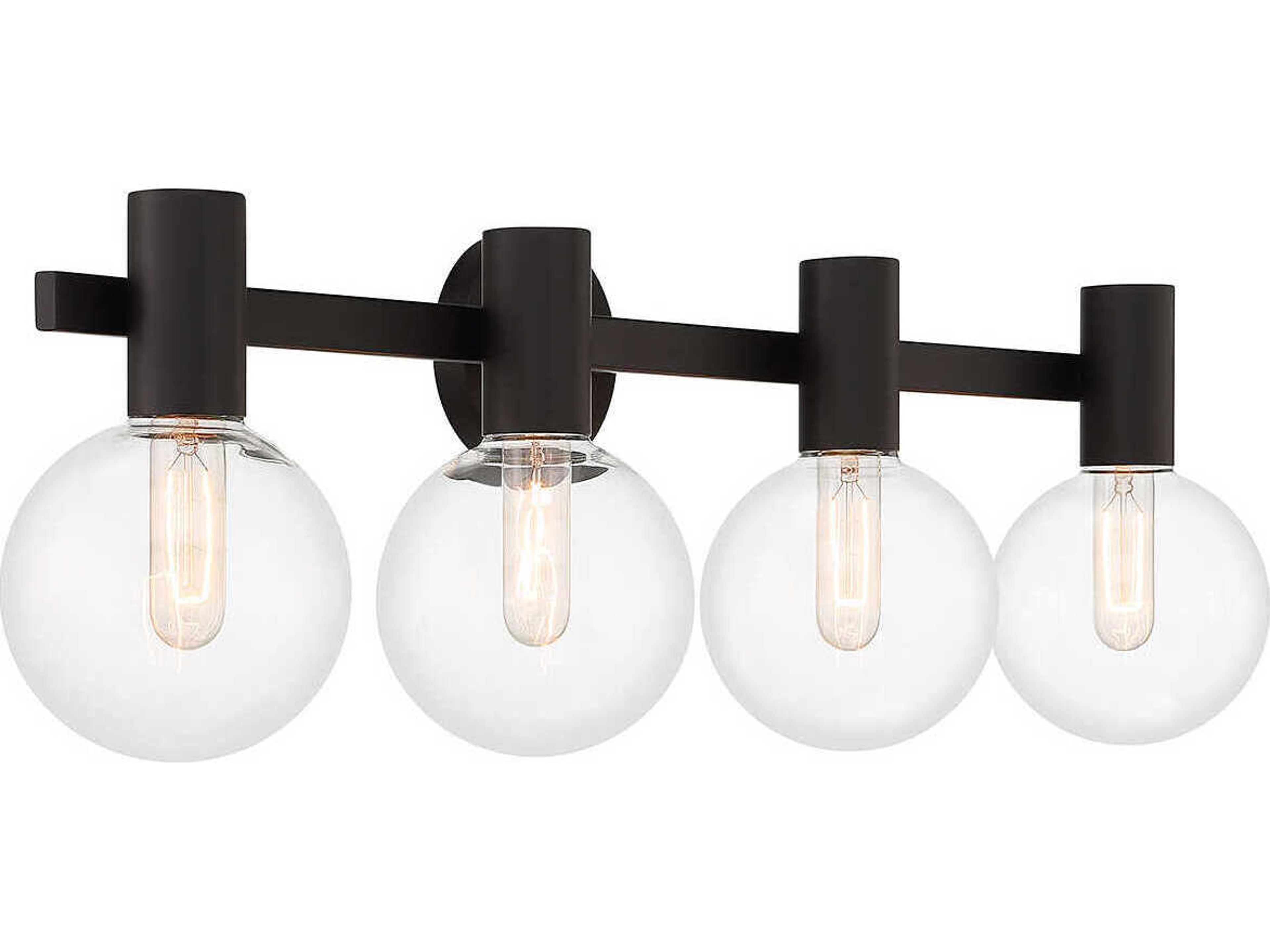 Savoy House Wright 4-Light Matte Black Glass Vanity Light