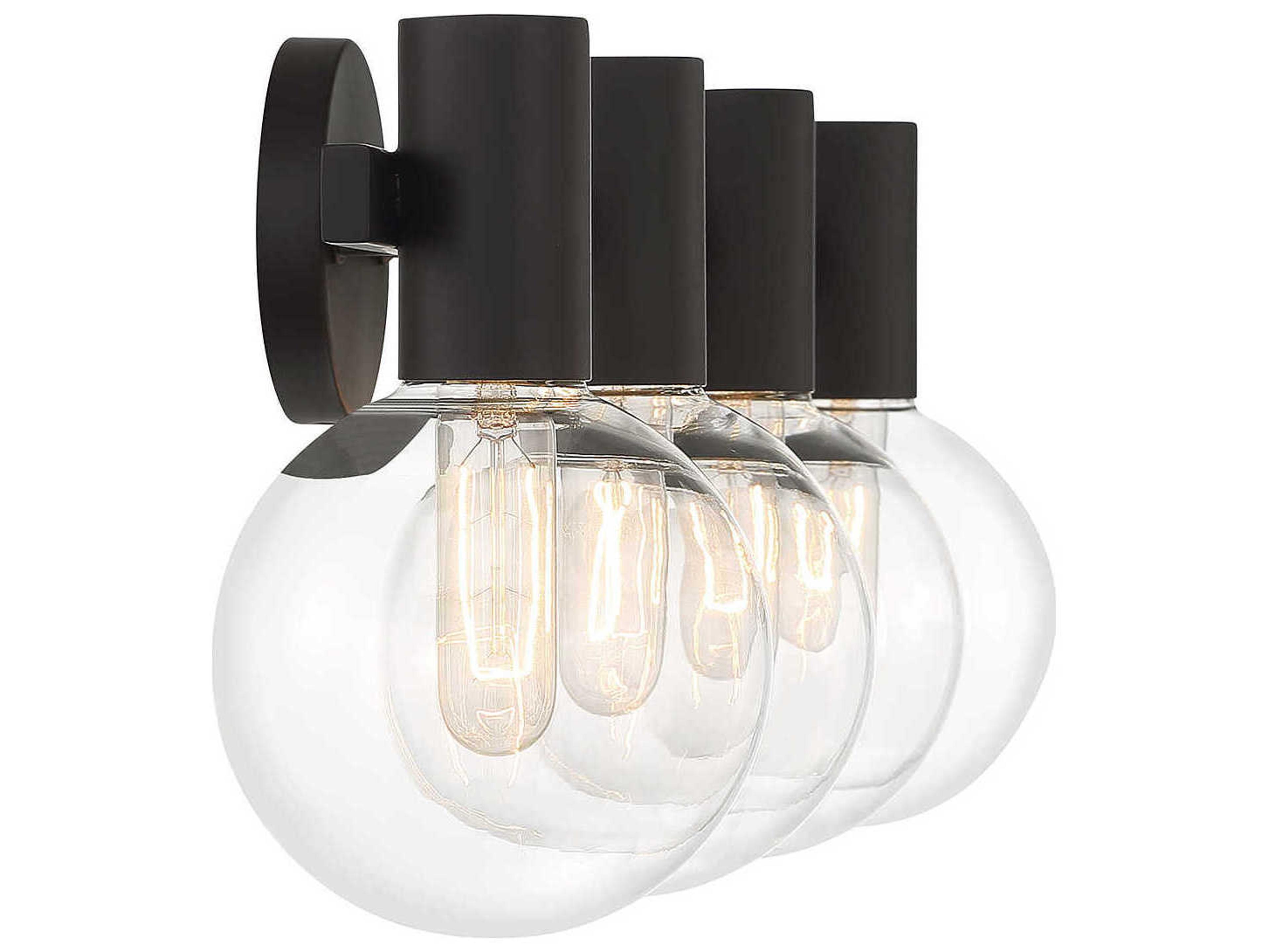 Savoy House Wright 4-Light Matte Black Glass Vanity Light