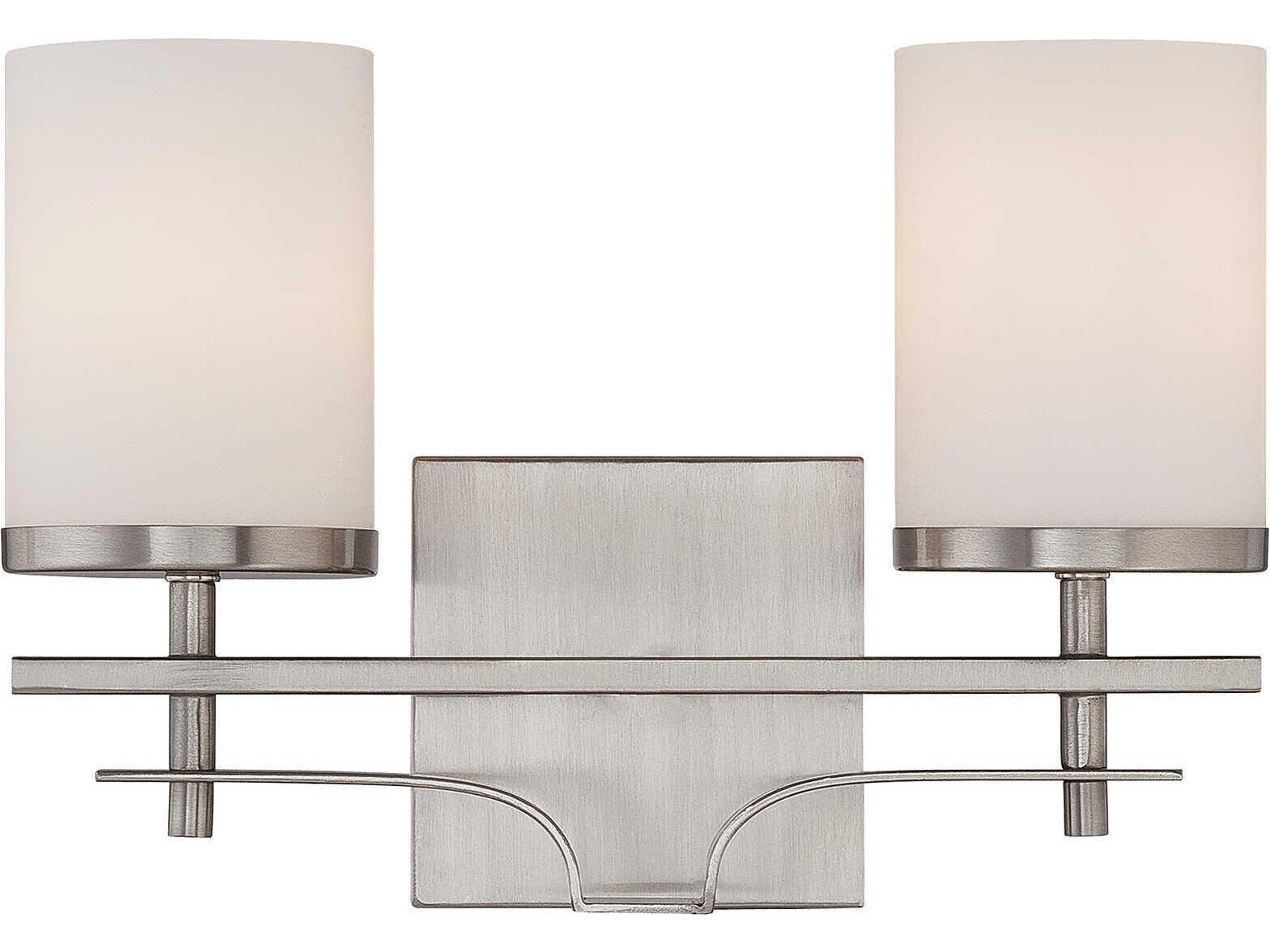 Colton 2-Light Satin Nickel Glass Vanity Light