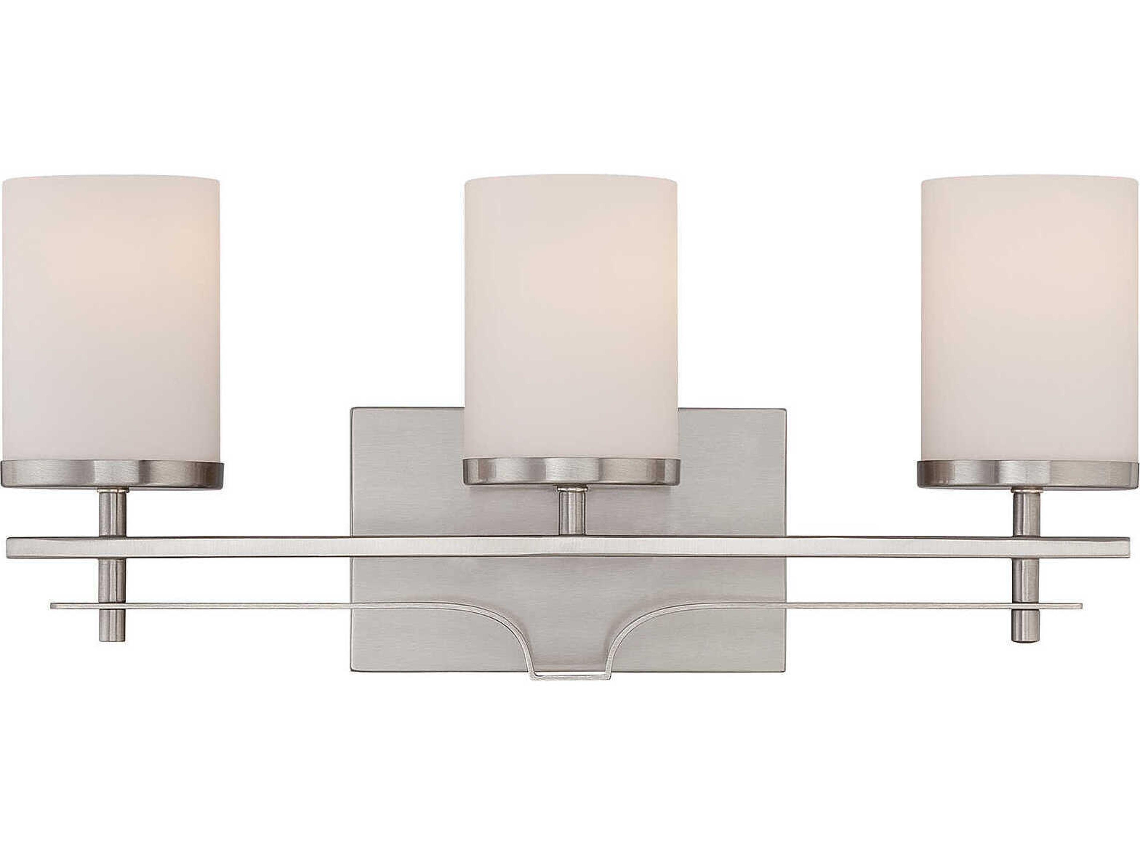 Colton 3-Light Satin Nickel Glass Vanity Light