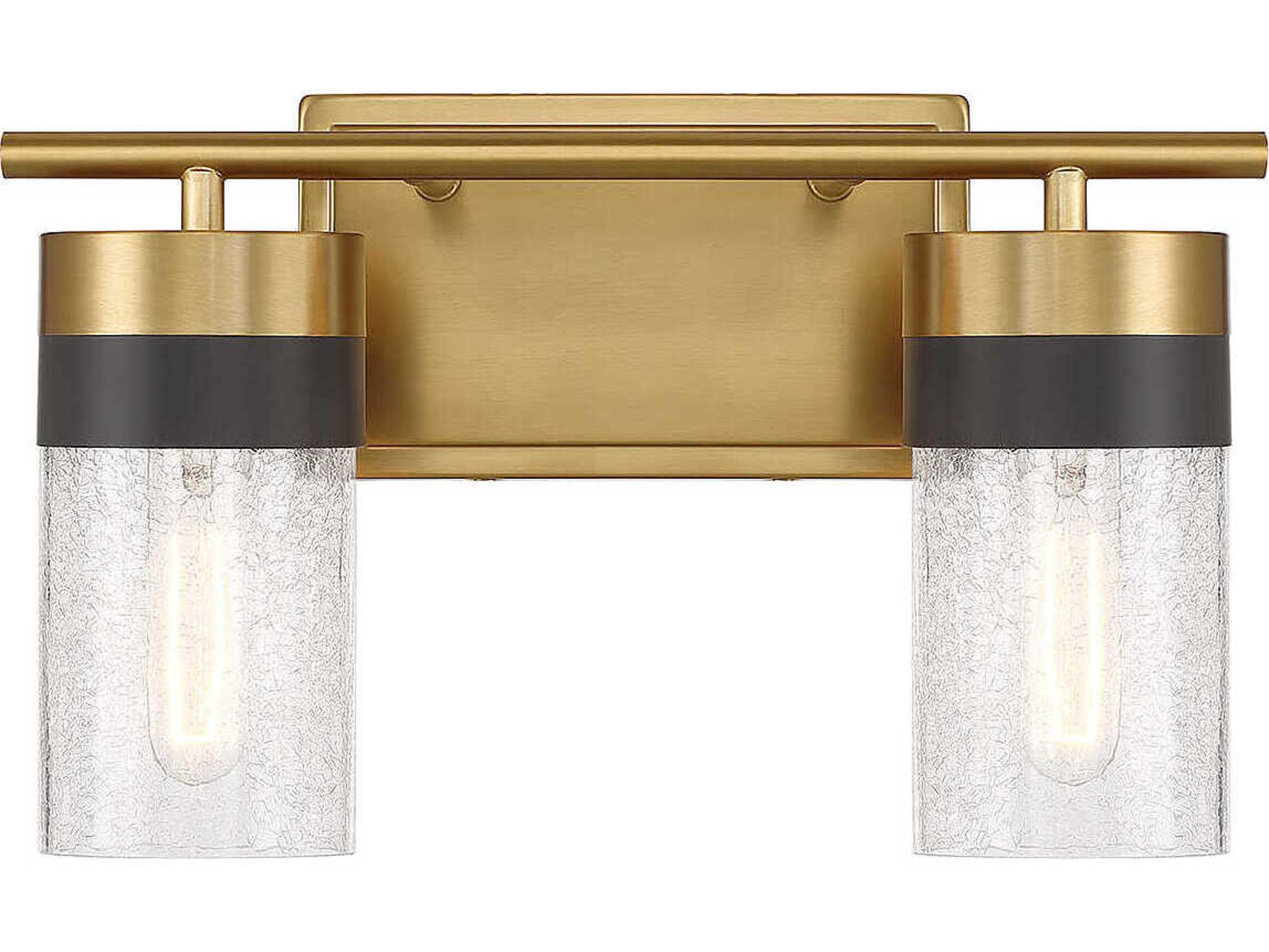 Brickell 2-Light Warm Brass Glass Vanity Light
