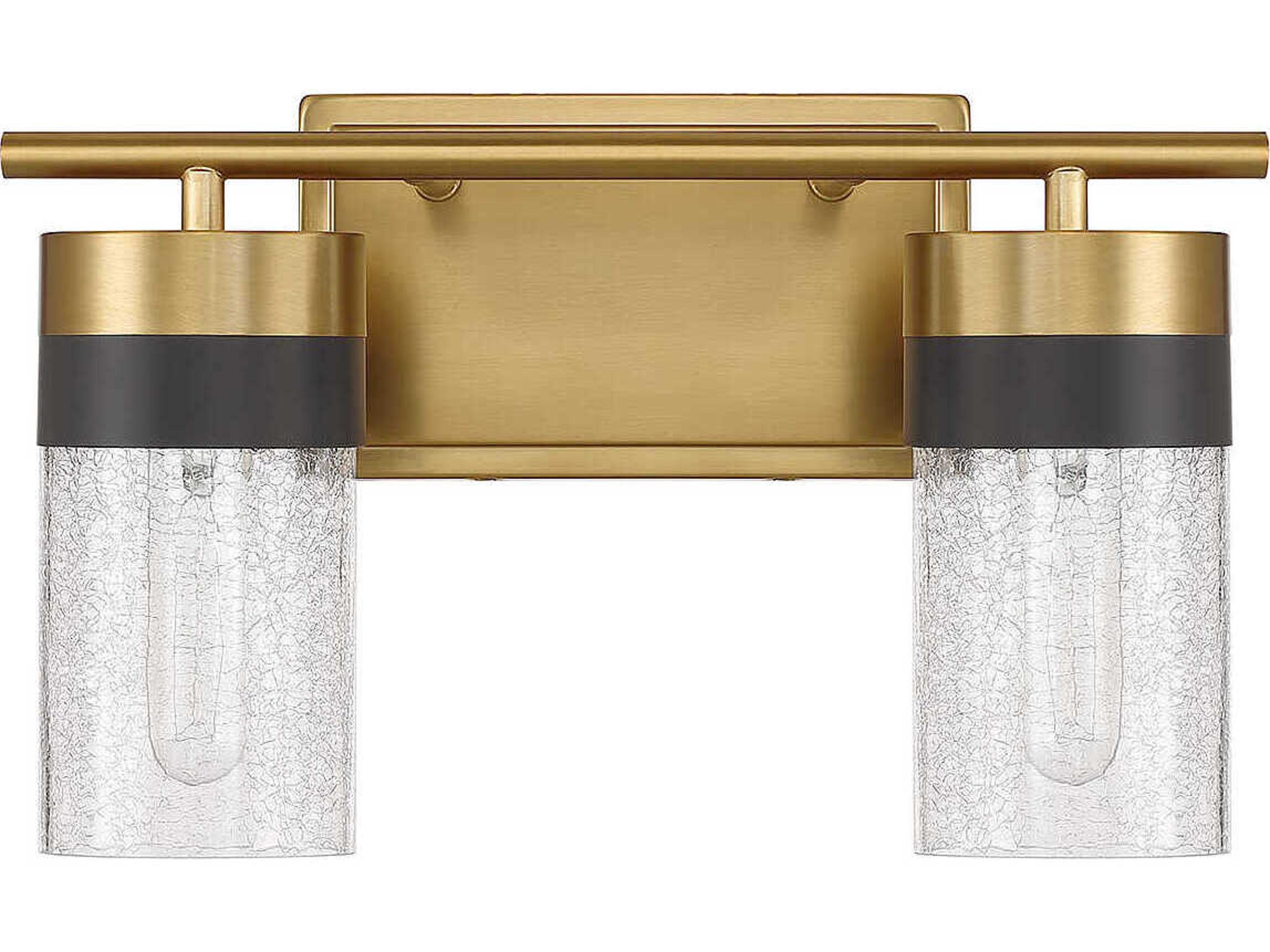 Savoy House Brickell 2-Light Warm Brass Glass Vanity Light