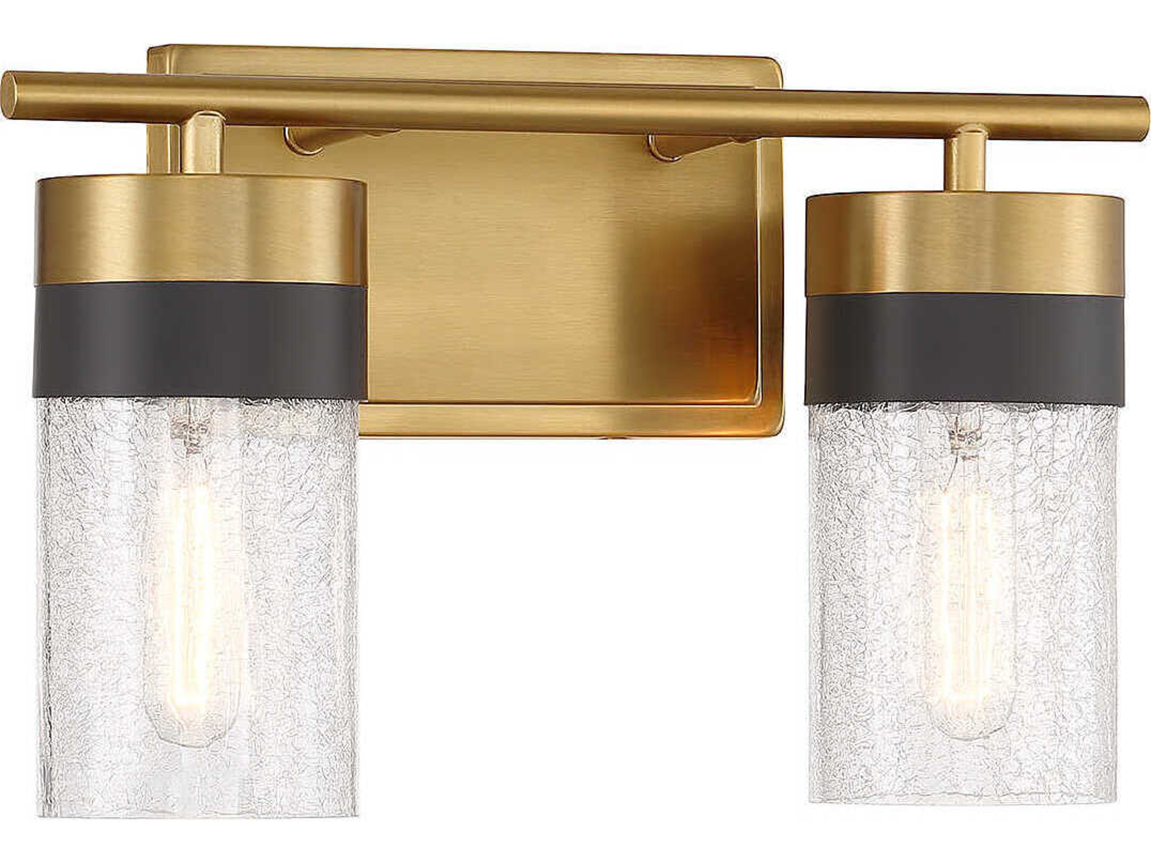 Savoy House Brickell 2-Light Warm Brass Glass Vanity Light