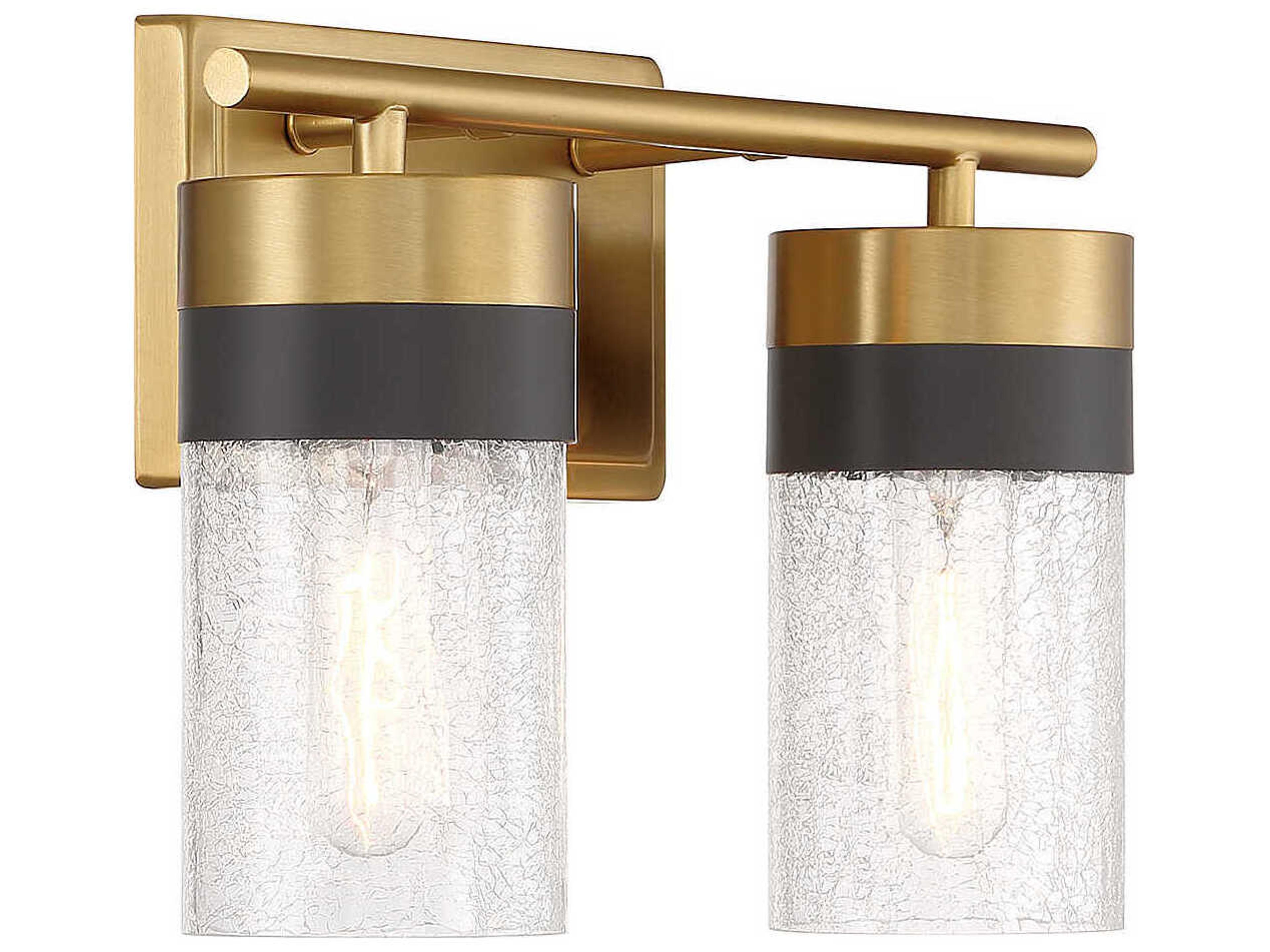 Savoy House Brickell 2-Light Warm Brass Glass Vanity Light
