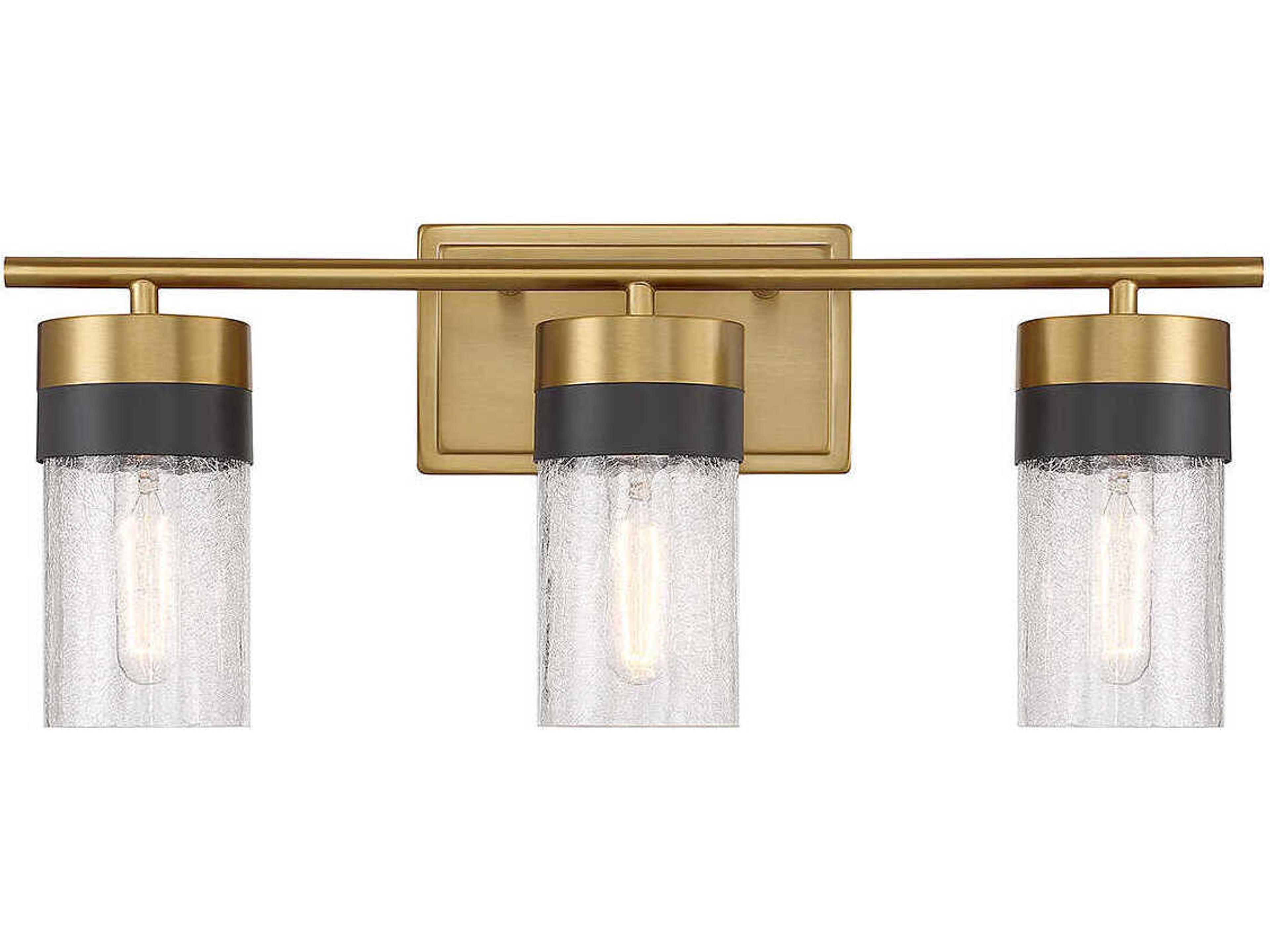 Brickell 3-Light Warm Brass Glass Vanity Light