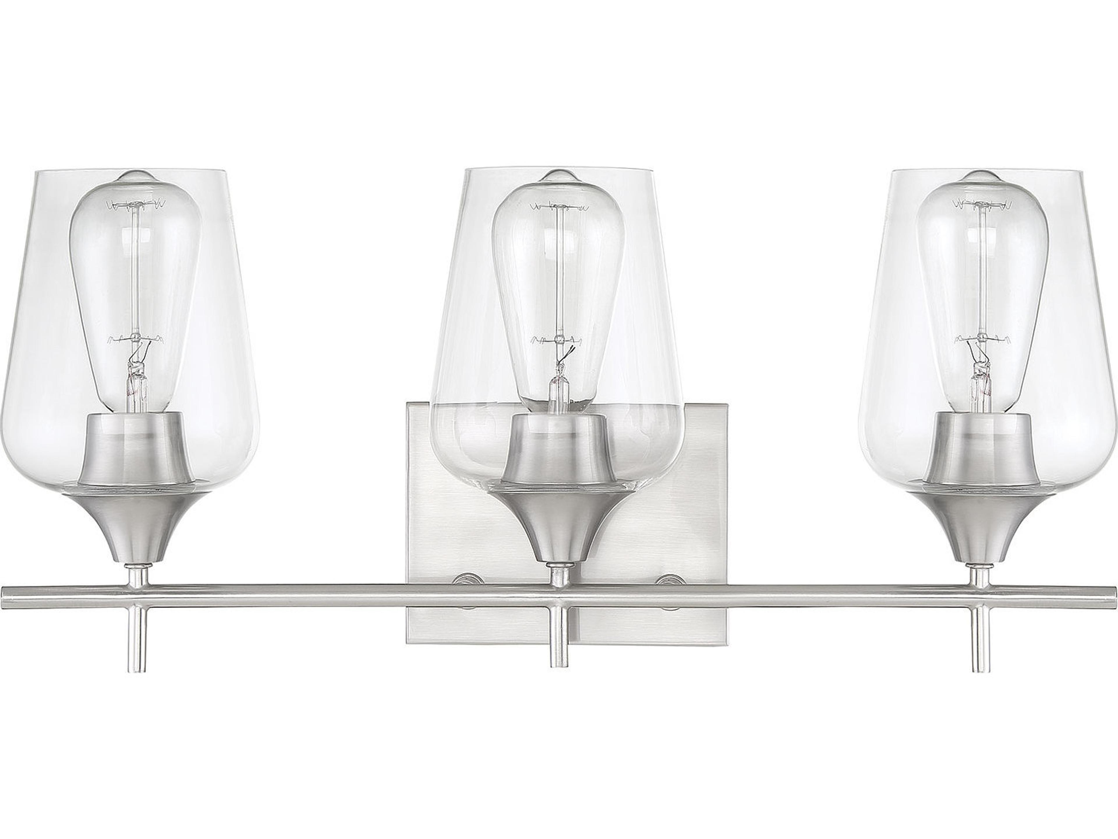 Savoy House Octave 3-Light Satin Nickel Glass Vanity Light