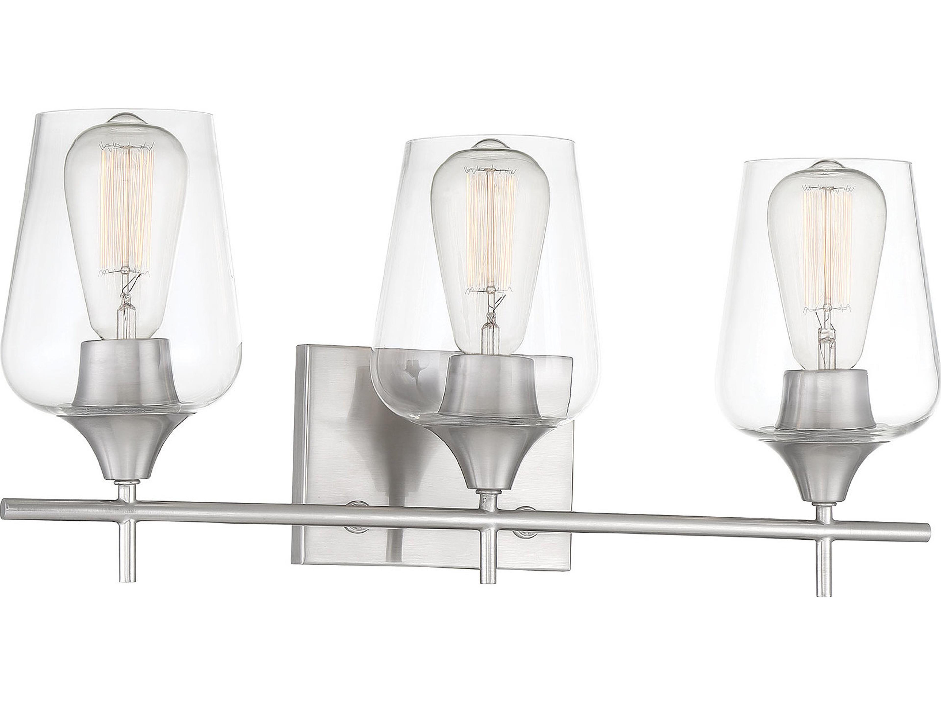 Savoy House Octave 3-Light Satin Nickel Glass Vanity Light