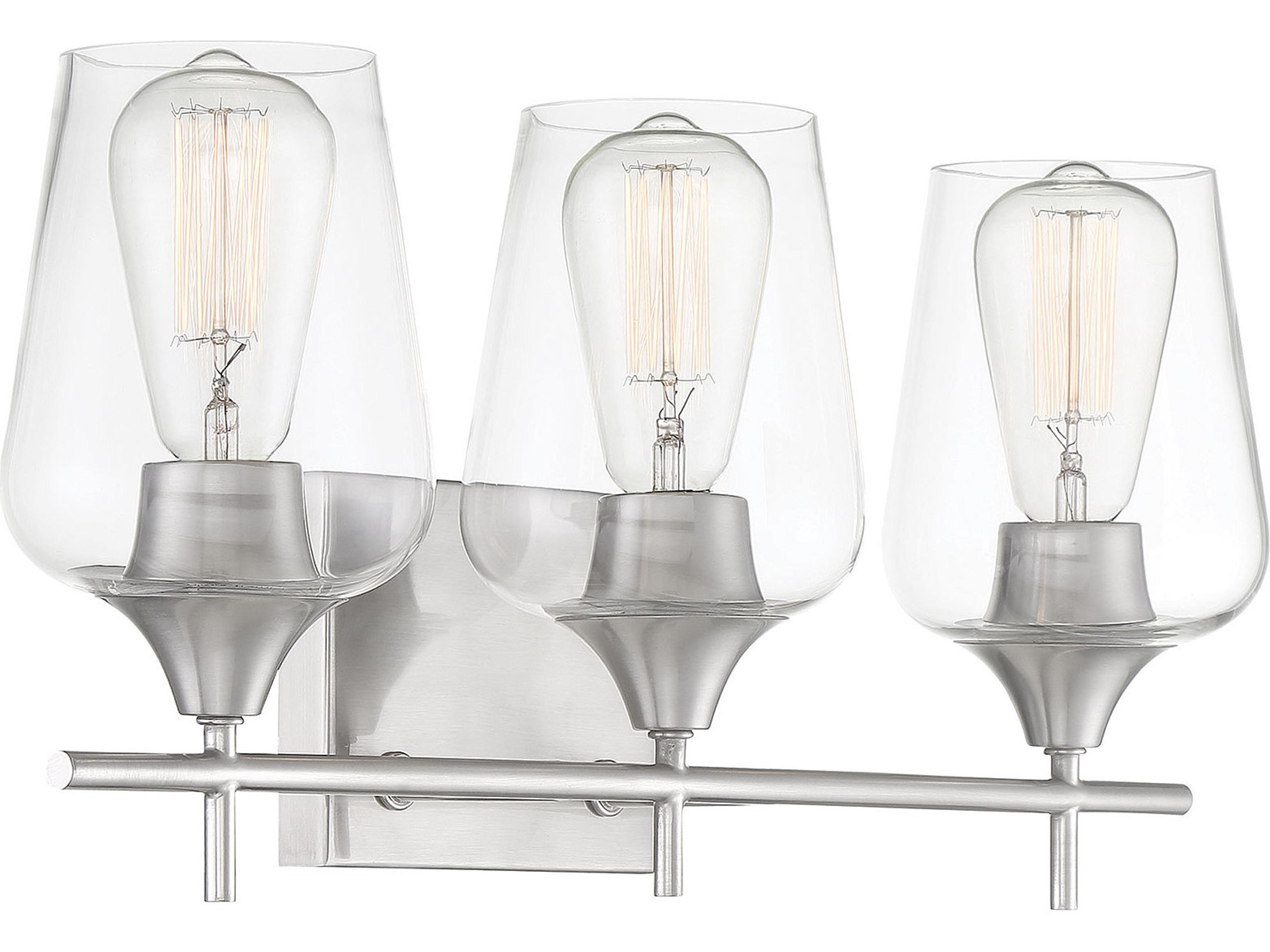 Savoy House Octave 3-Light Satin Nickel Glass Vanity Light