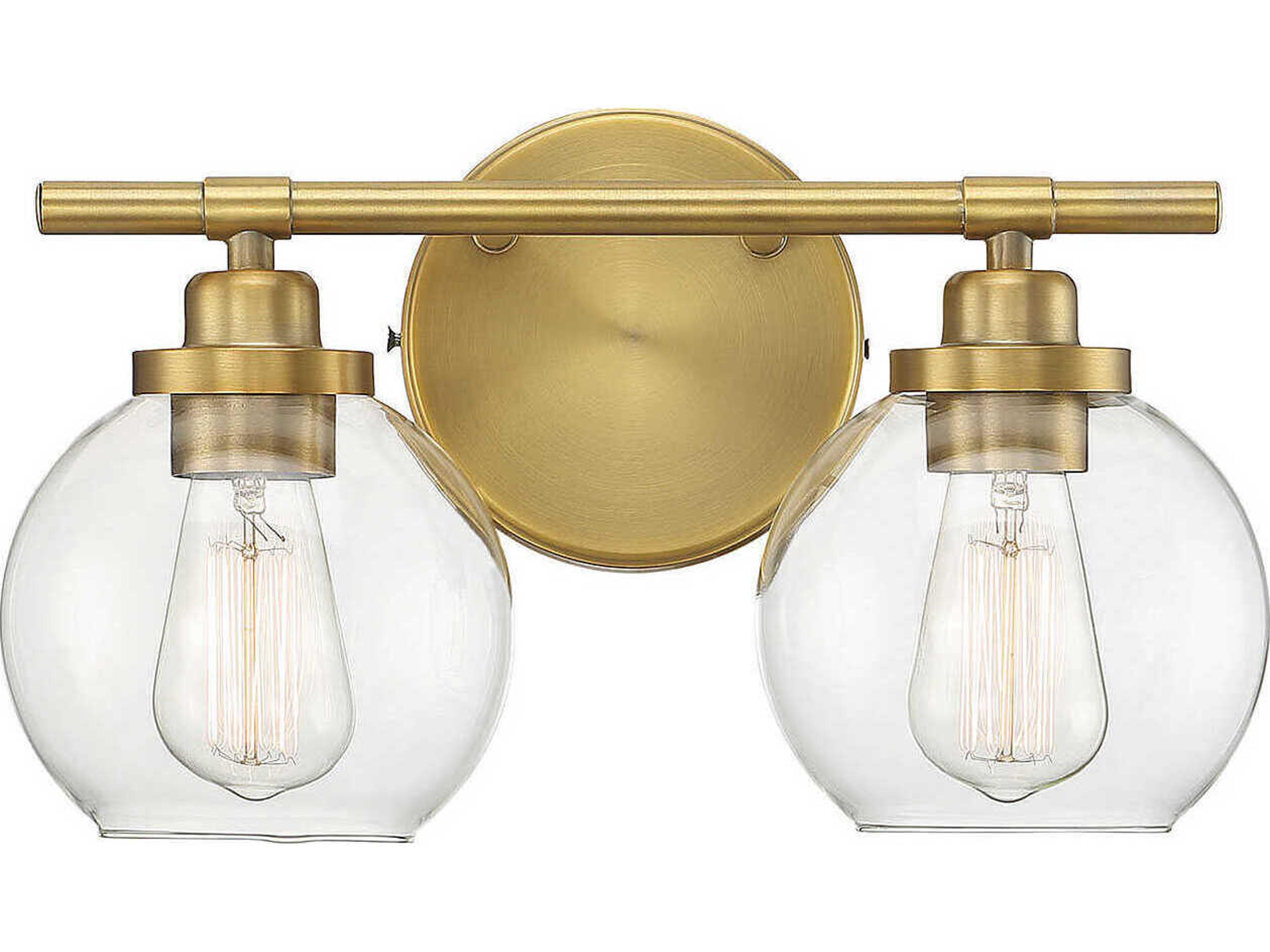 Carson 2-Light Warm Brass Glass Vanity Light