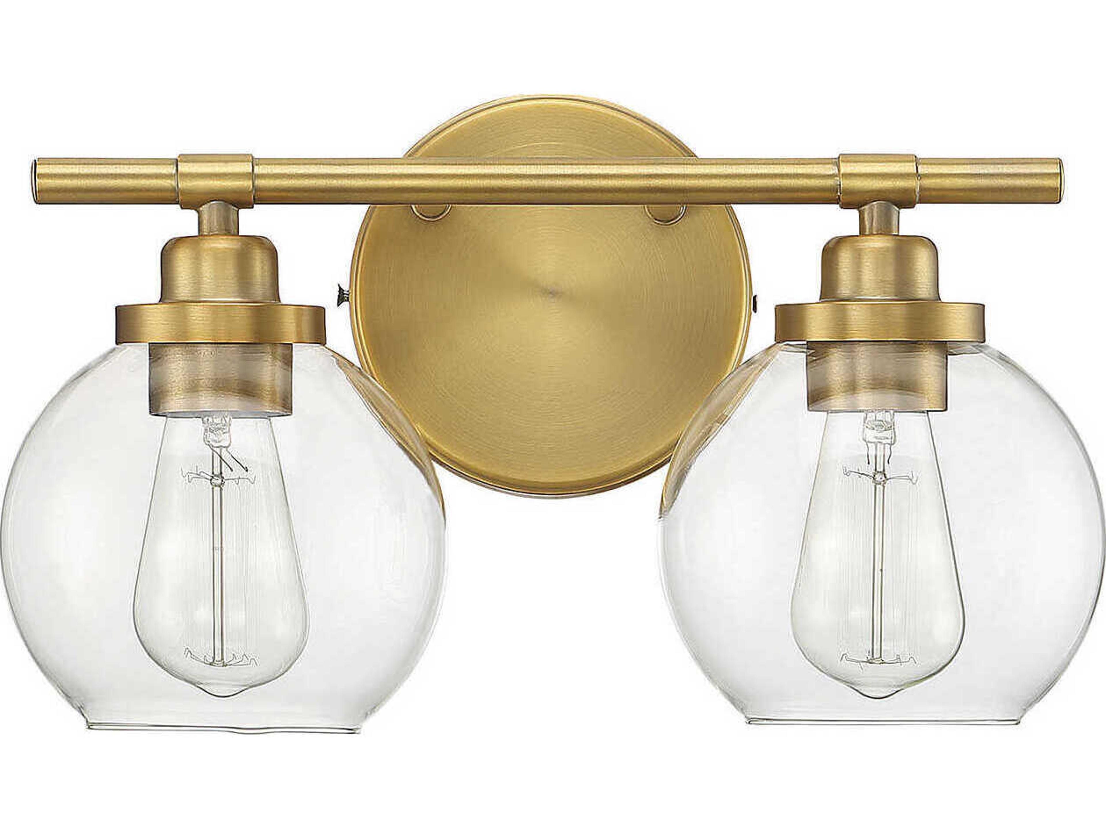 Savoy House Carson 2-Light Warm Brass Glass Vanity Light