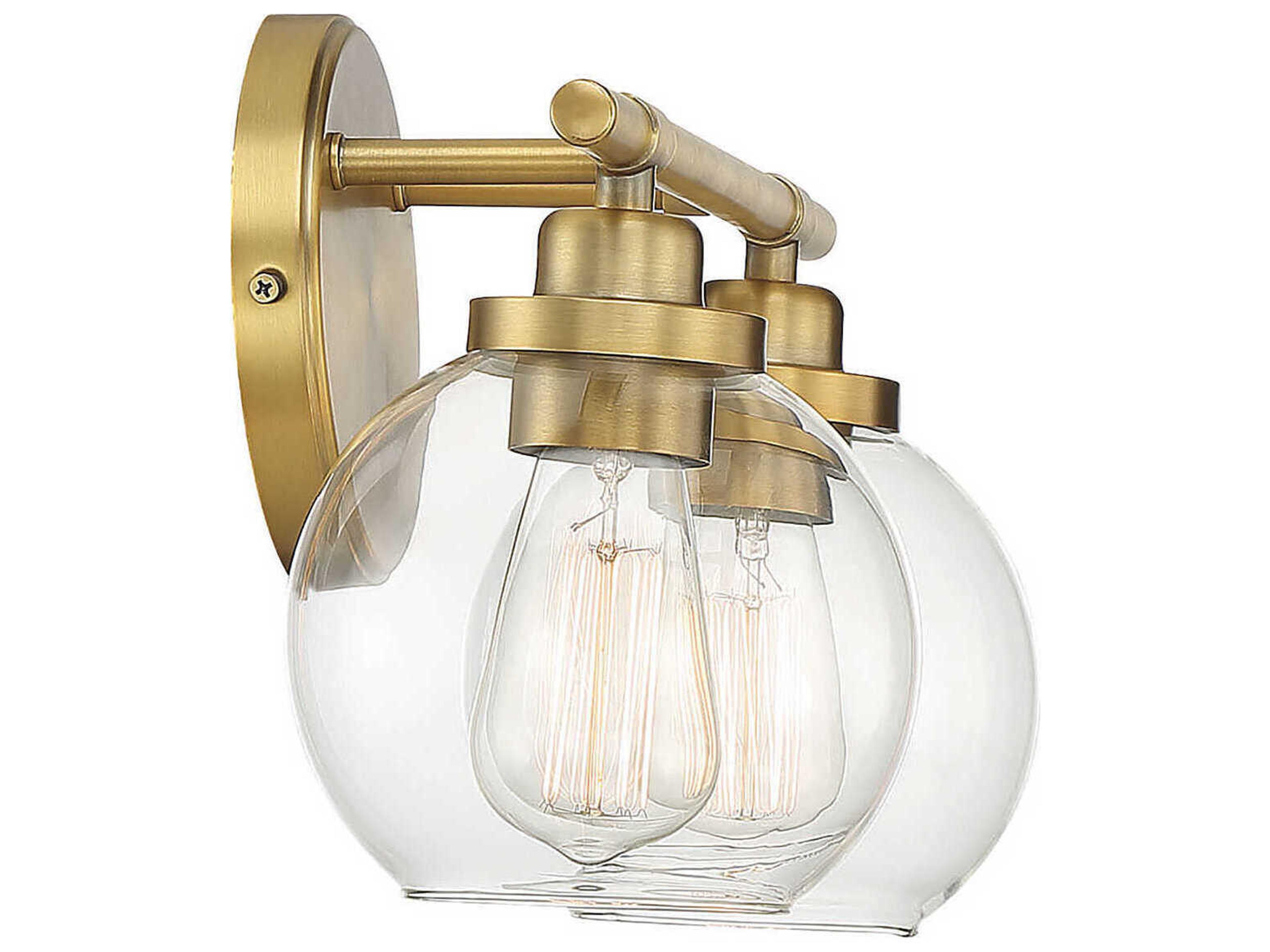 Savoy House Carson 2-Light Warm Brass Glass Vanity Light