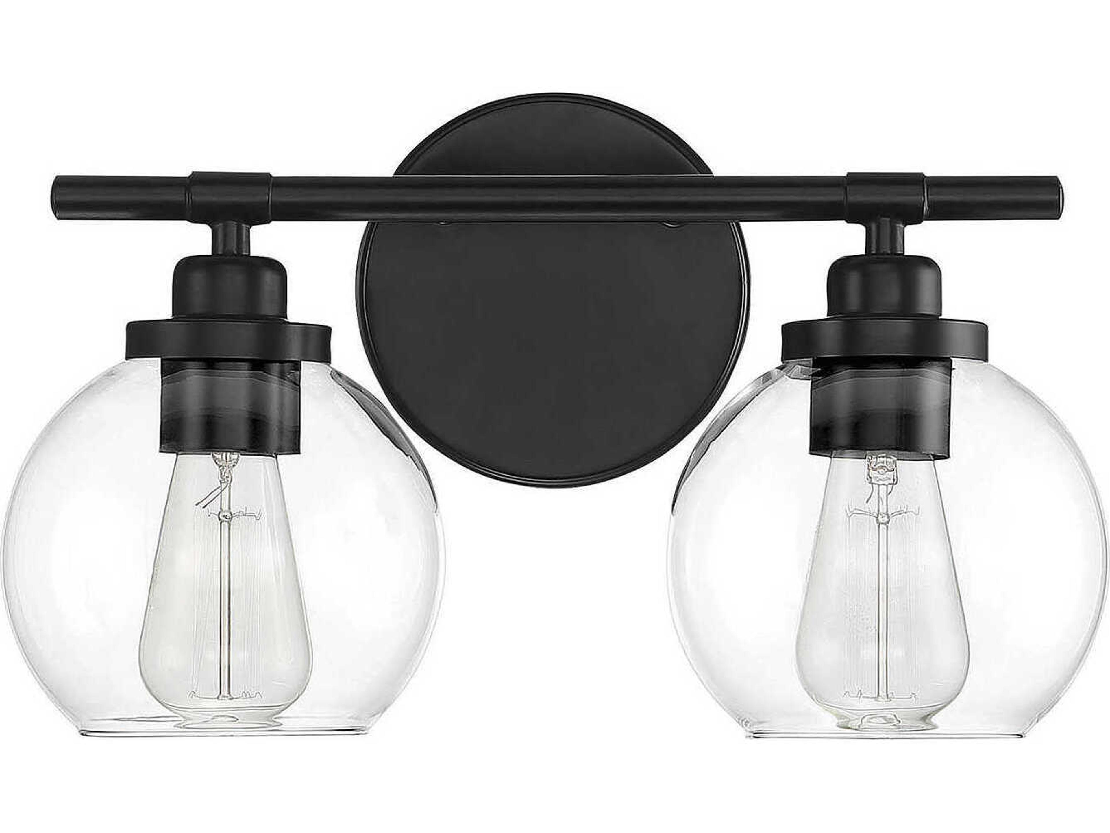 Savoy House Carson 2-Light Matte Black Glass Vanity Light