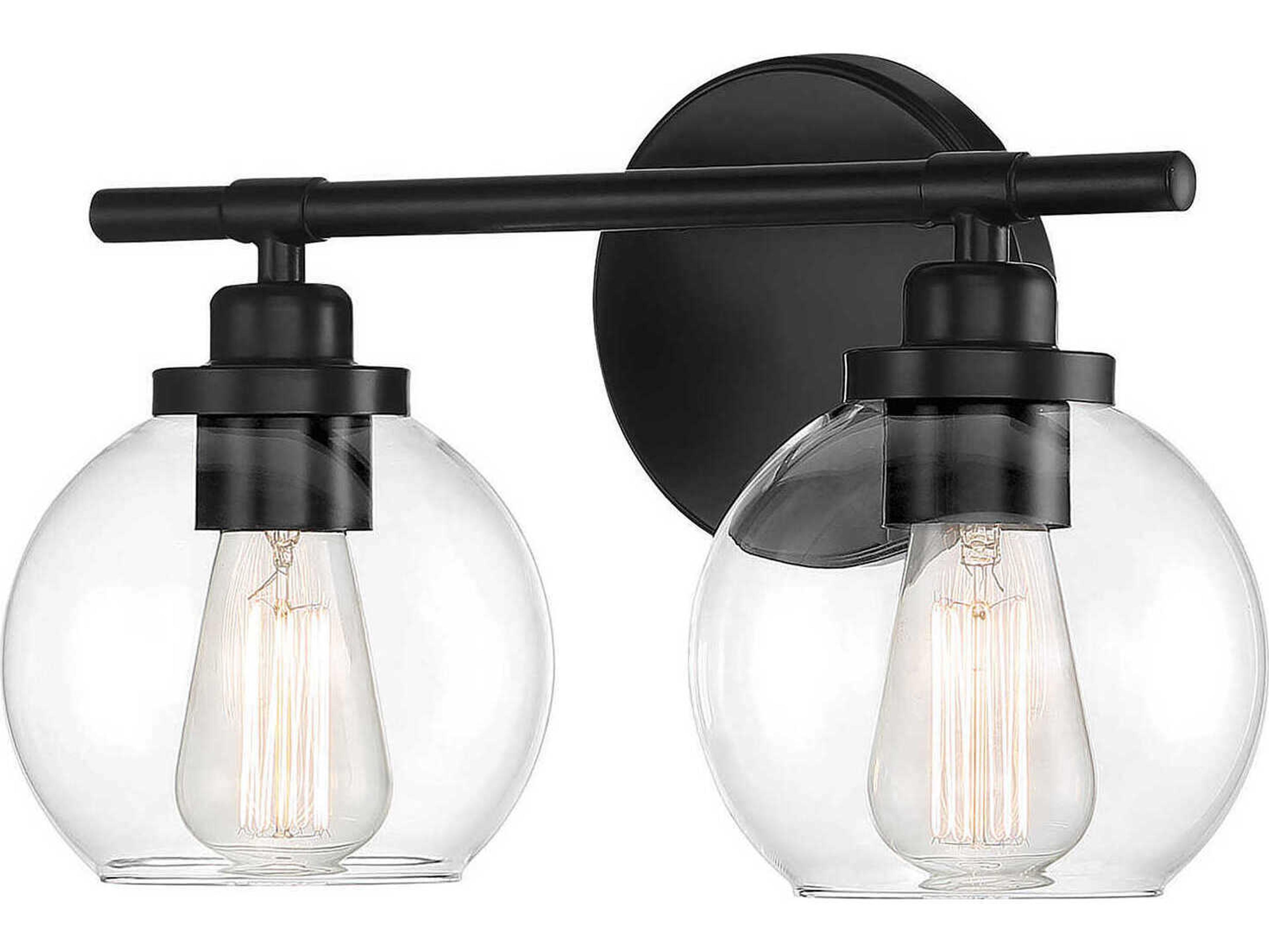 Savoy House Carson 2-Light Matte Black Glass Vanity Light