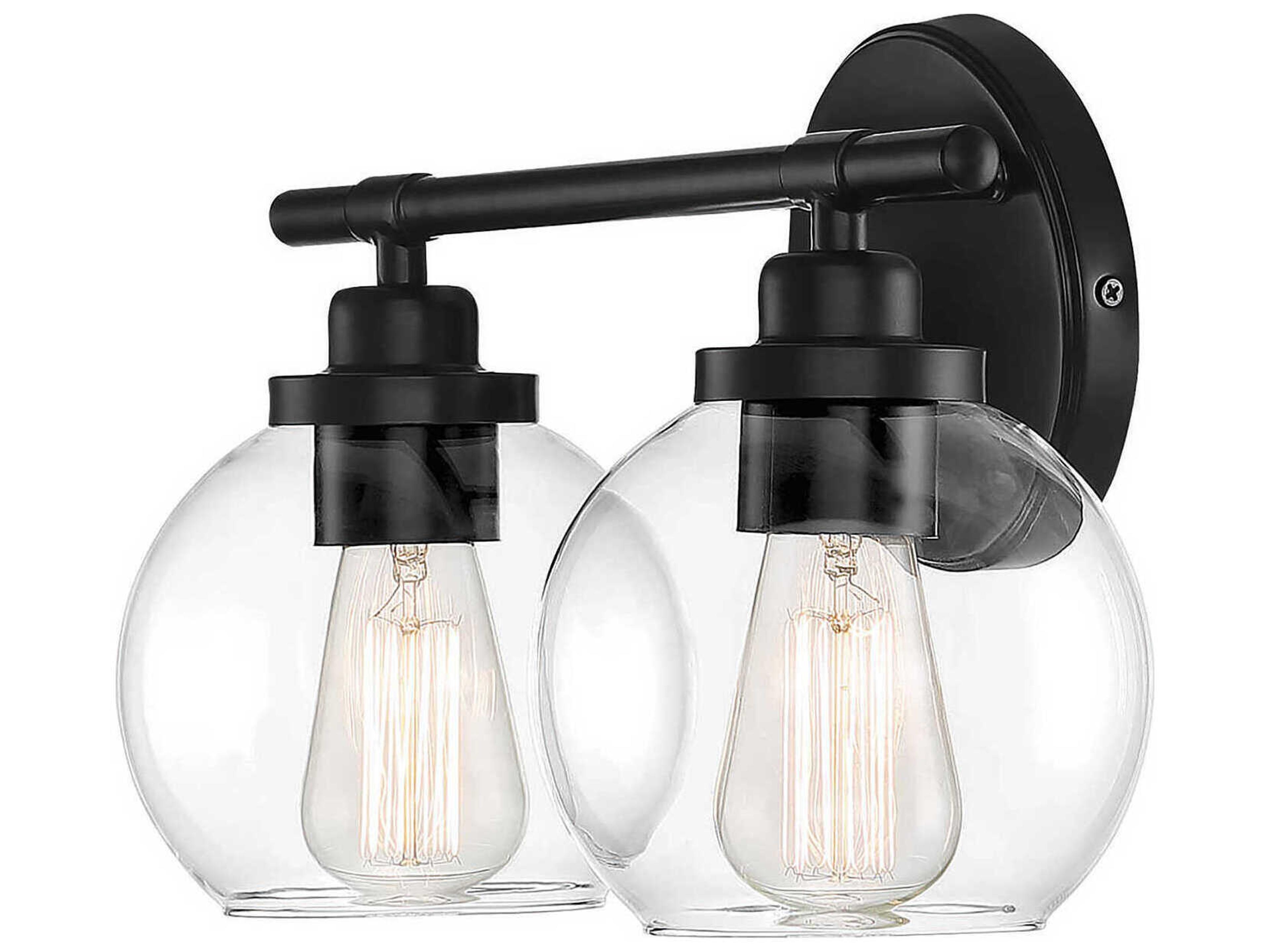 Savoy House Carson 2-Light Matte Black Glass Vanity Light