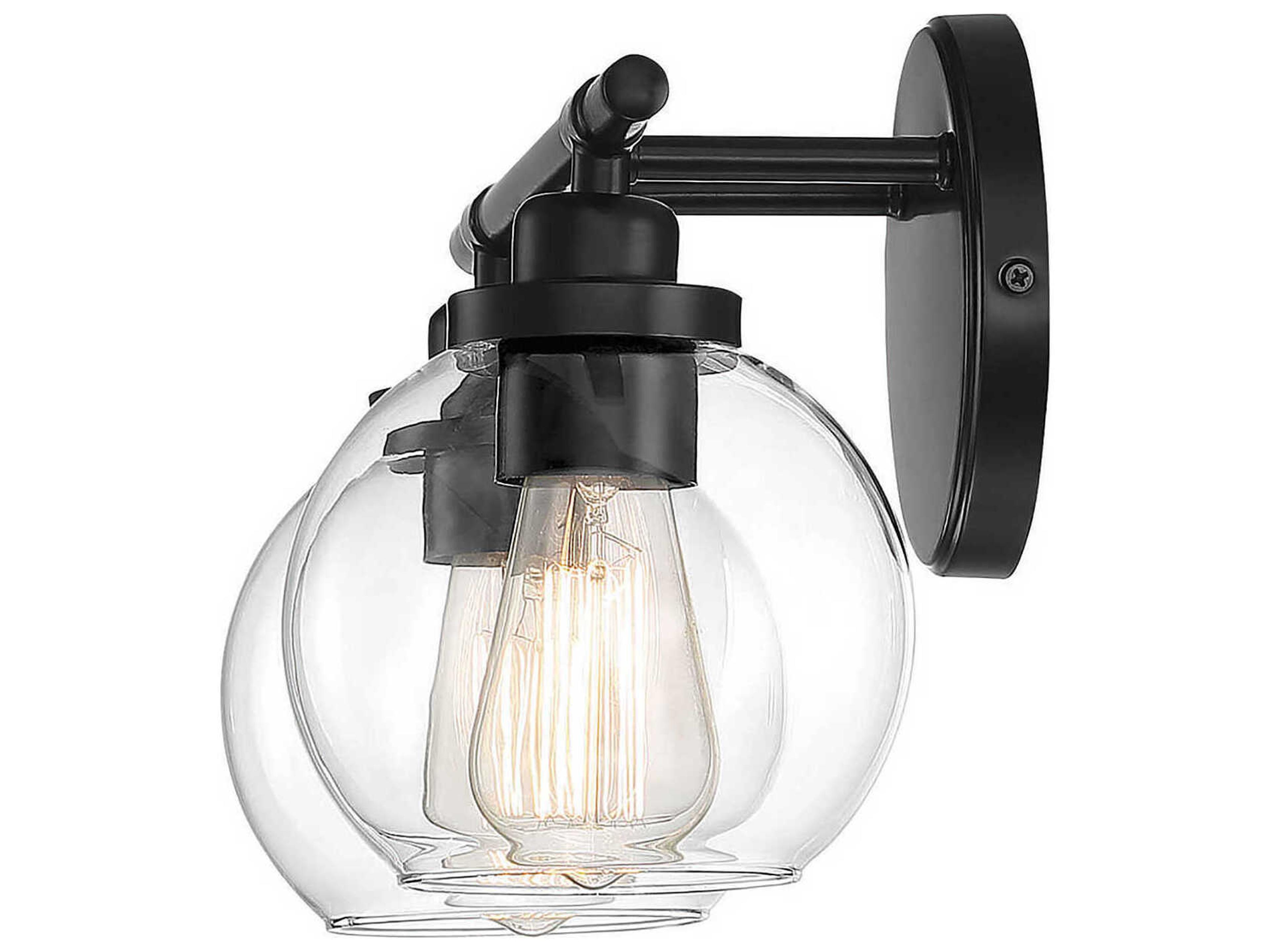 Savoy House Carson 2-Light Matte Black Glass Vanity Light