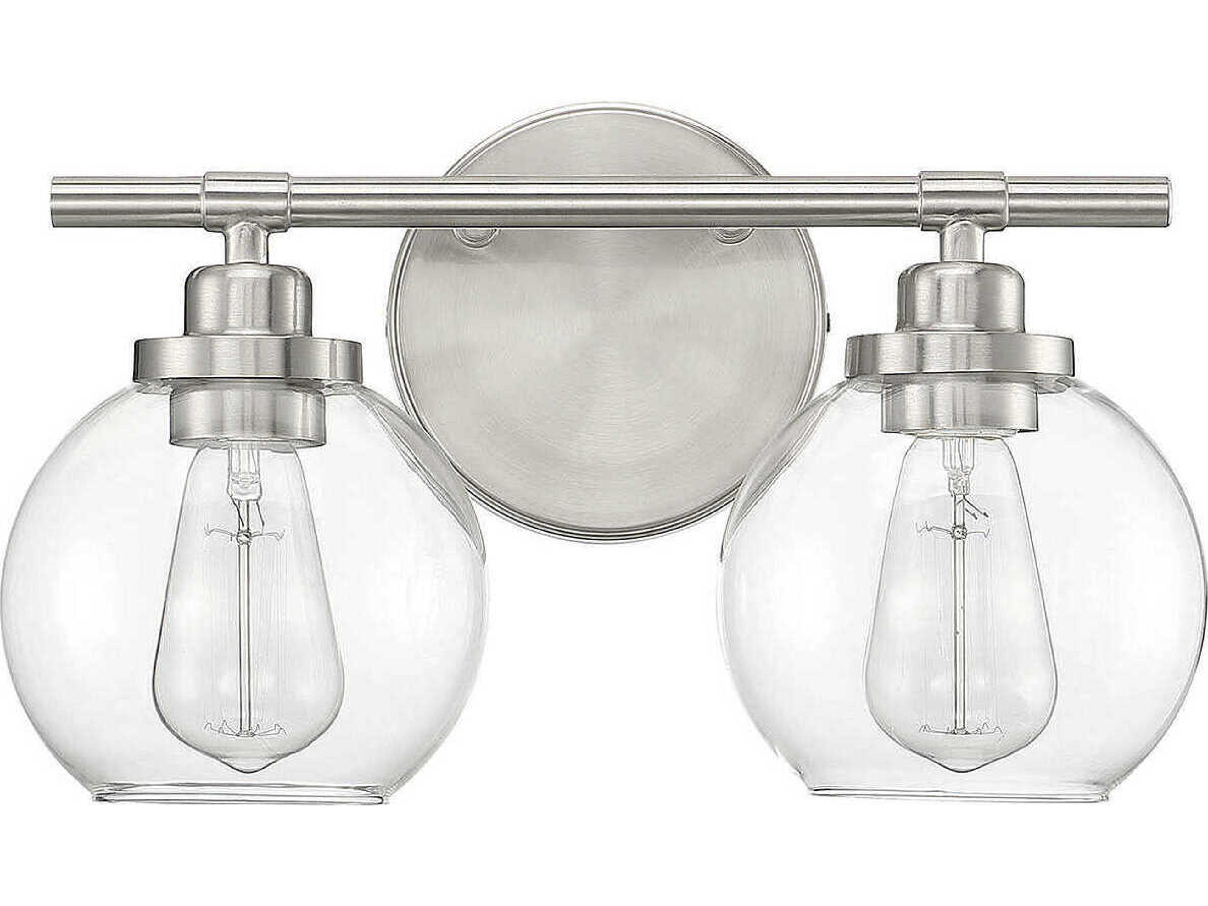Savoy House Carson 2-Light Satin Nickel Glass Vanity Light